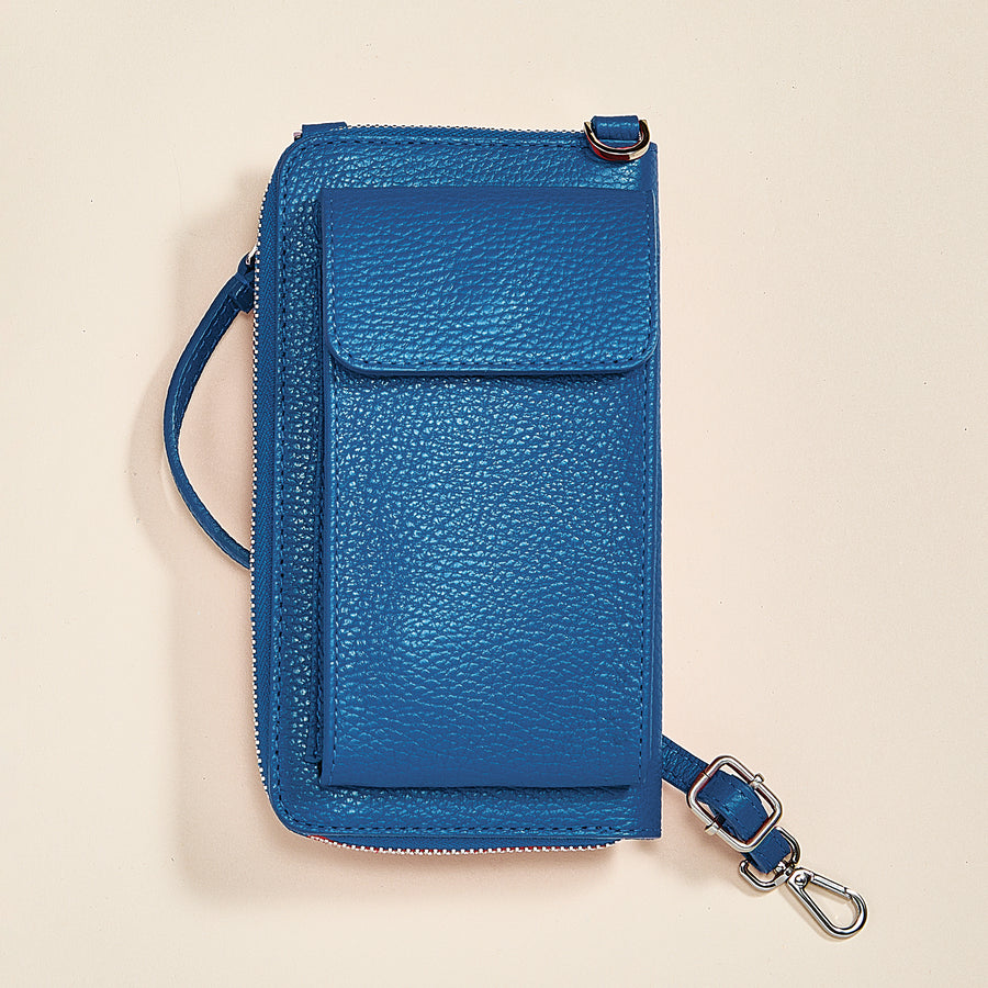 Palermo Cobalt Italian Leather Cellphone Crossbody (Preorder)
