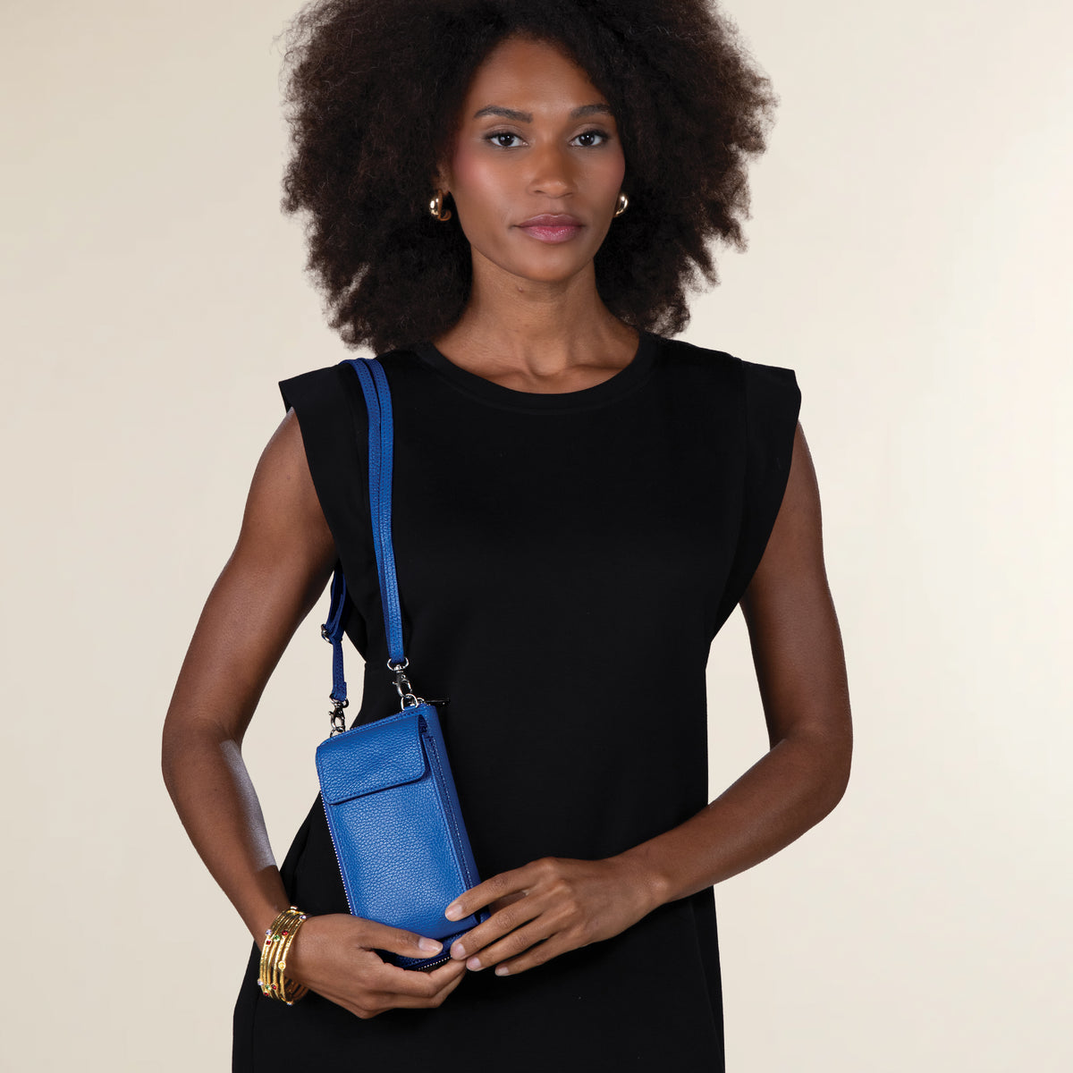 Palermo Cobalt Italian Leather Cellphone Crossbody (Preorder)