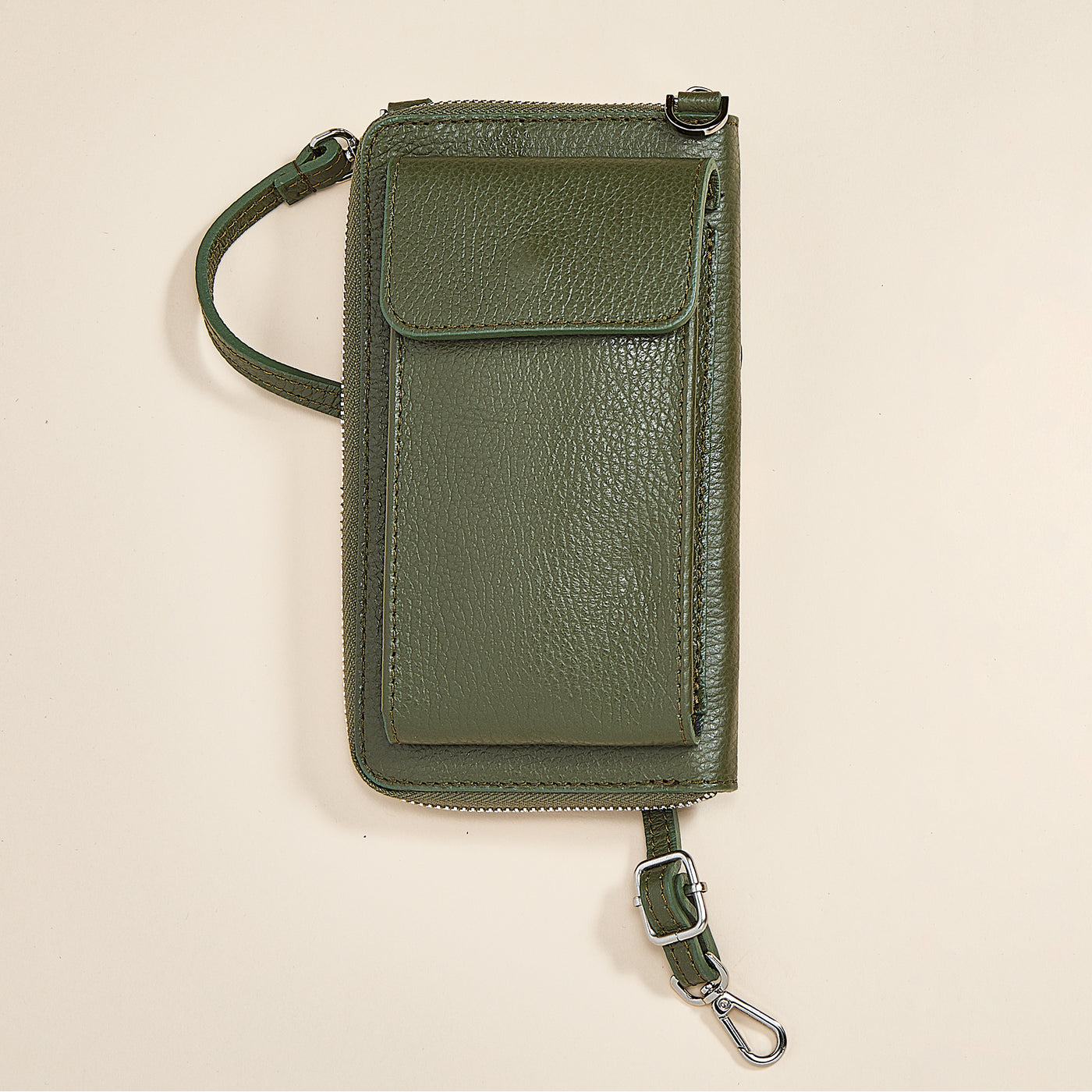Palermo Evergreen Italian Leather Cellphone Crossbody