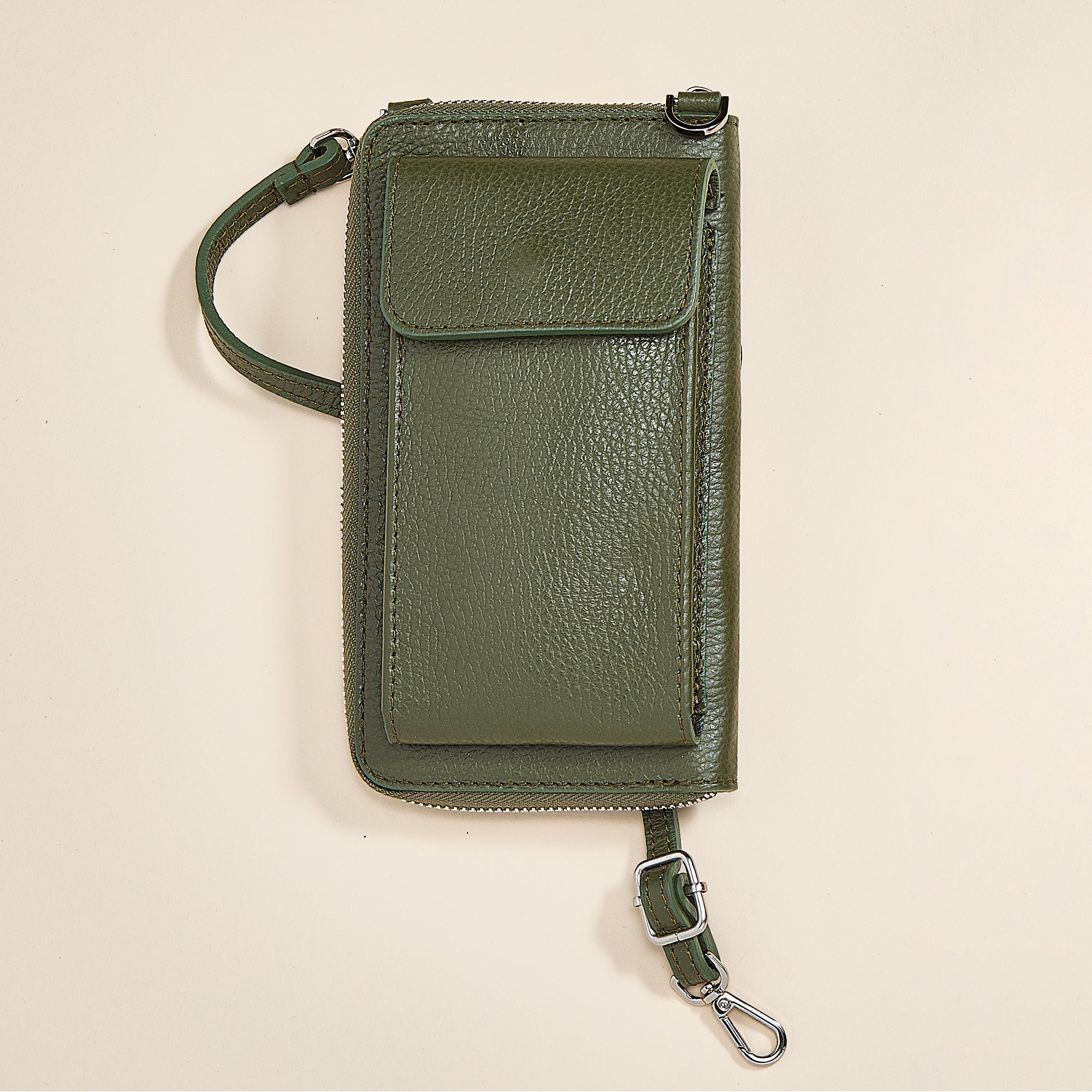 Palermo Evergreen Italian Leather Cellphone Crossbody