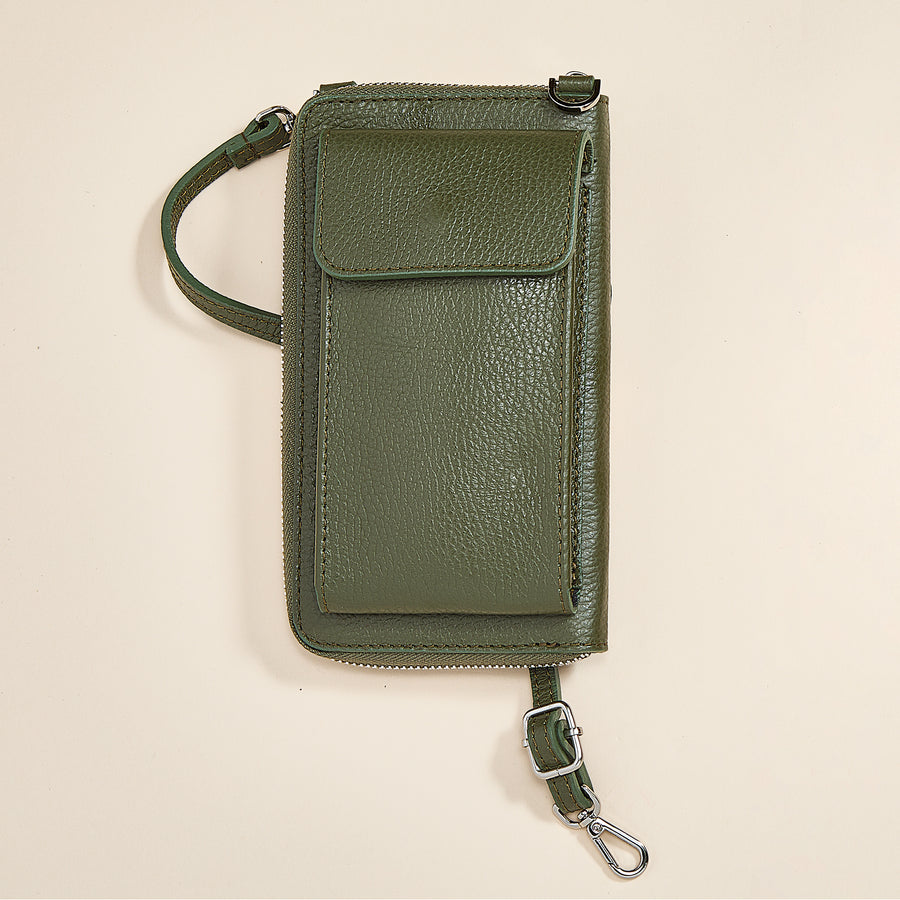 Palermo Evergreen Italian Leather Cellphone Crossbody