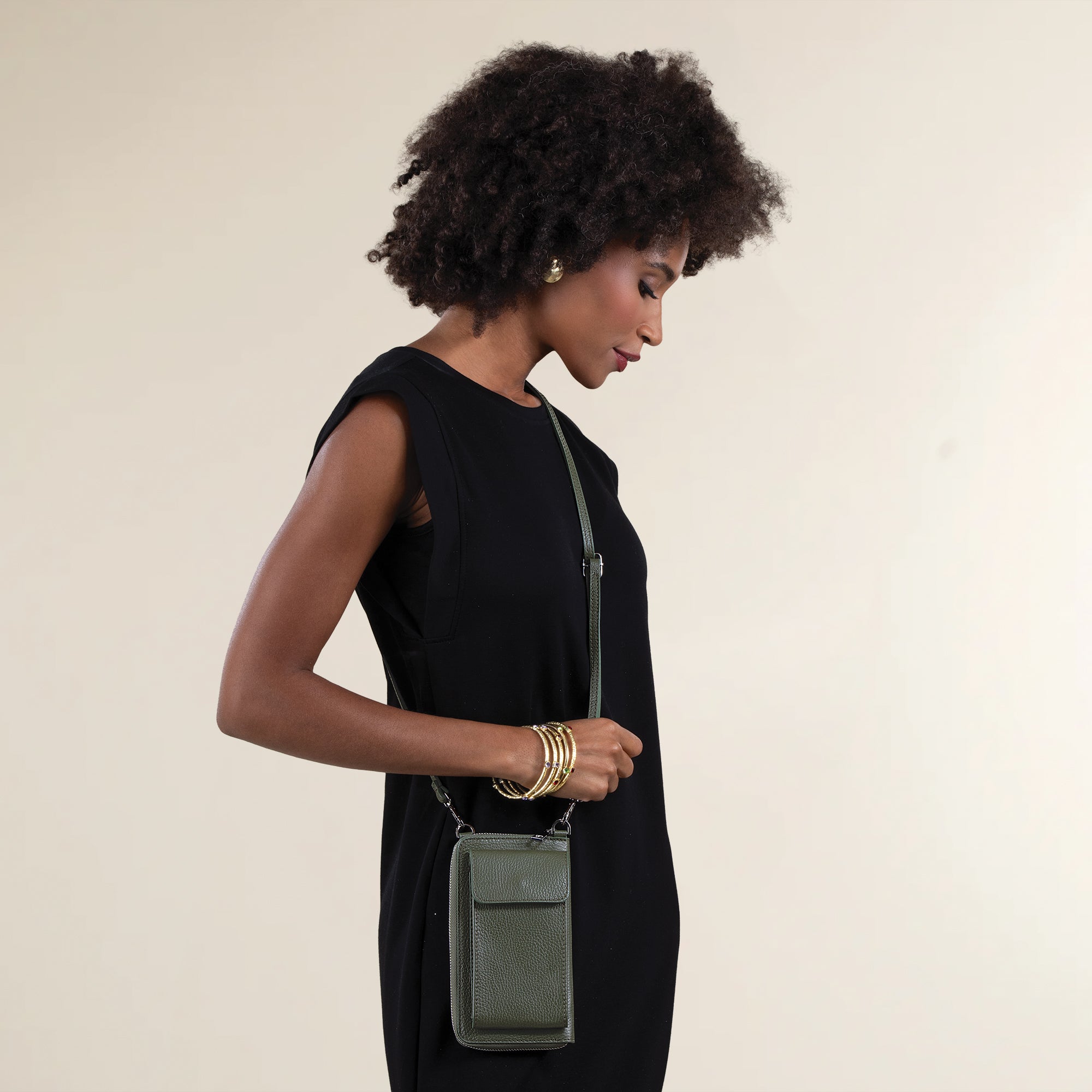 Palermo Evergreen Italian Leather Cellphone Crossbody