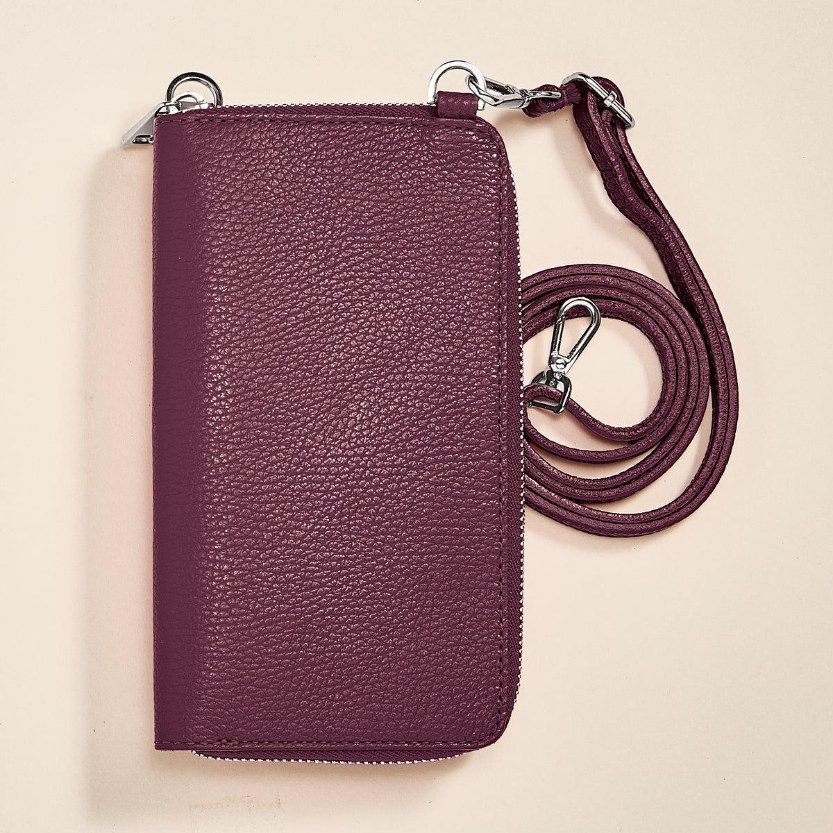 Palermo Wine Italian Leather Cellphone Crossbody (Preorder)