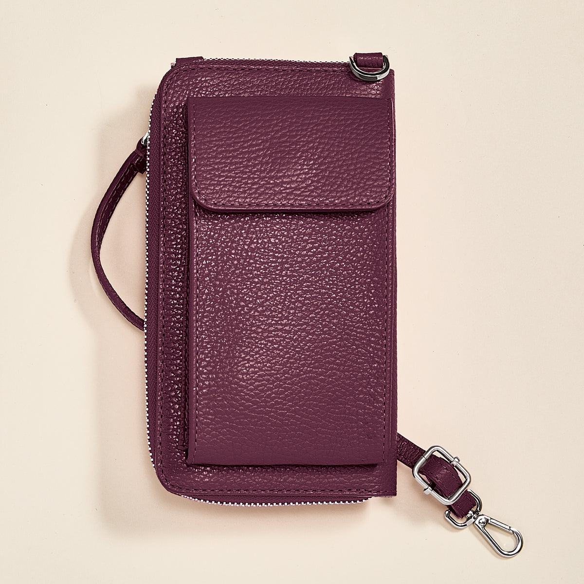 Palermo Wine Italian Leather Cellphone Crossbody (Preorder)