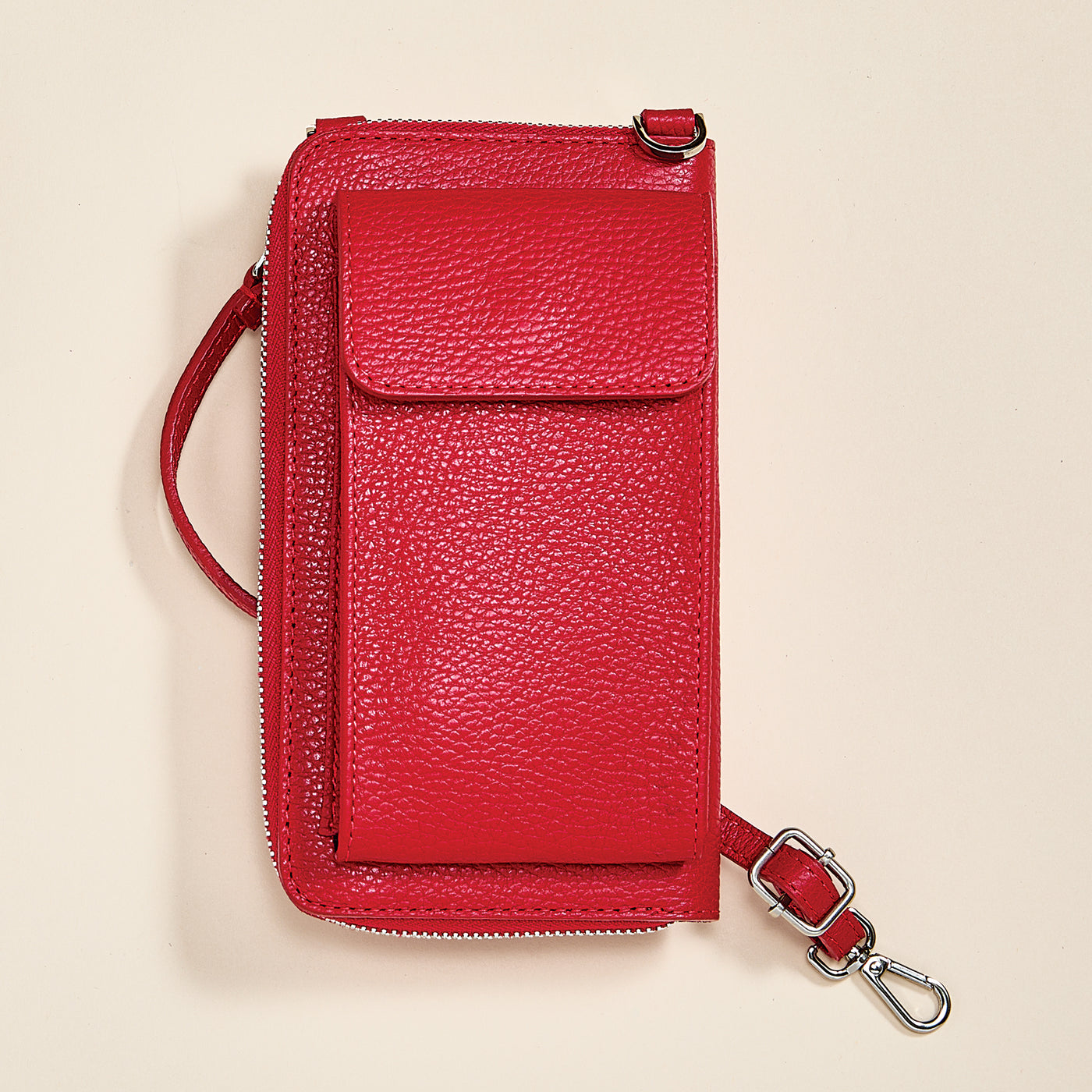 Palermo Cherry Italian Leather Cellphone Crossbody
