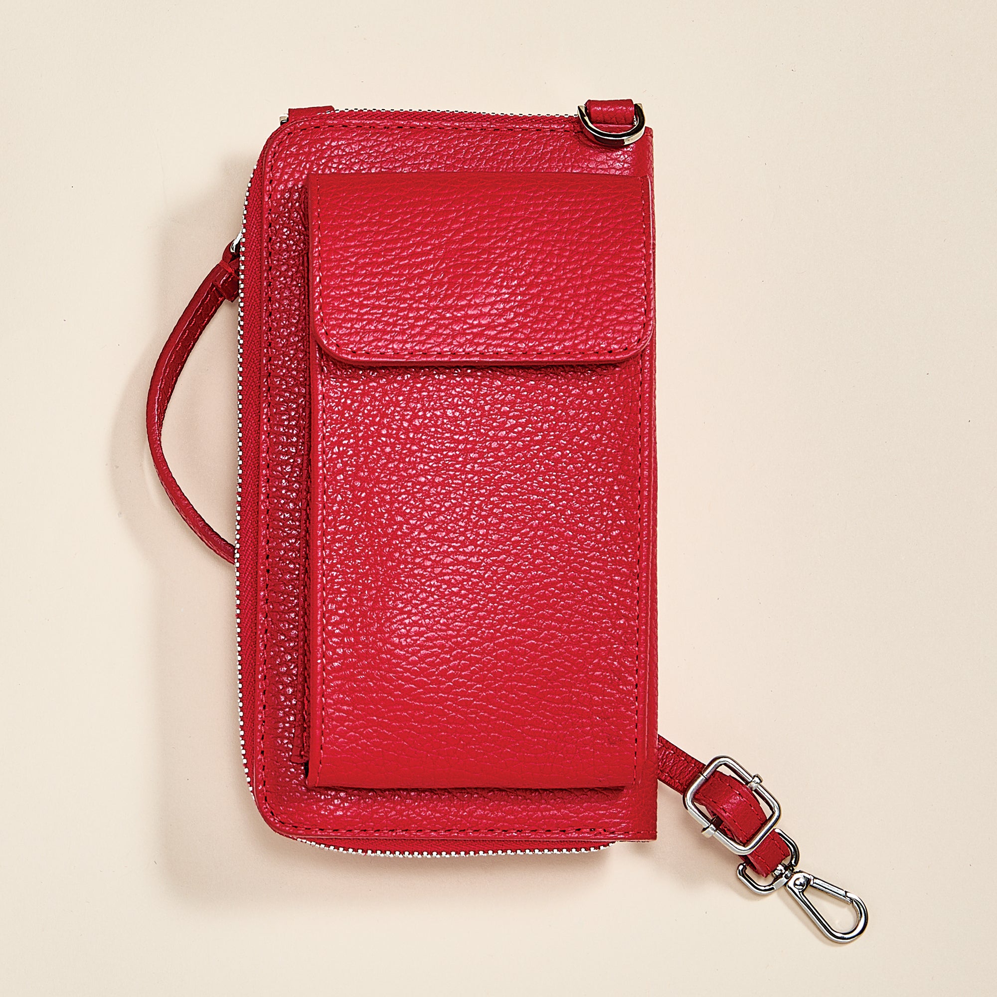 Palermo Cherry Italian Leather Cellphone Crossbody
