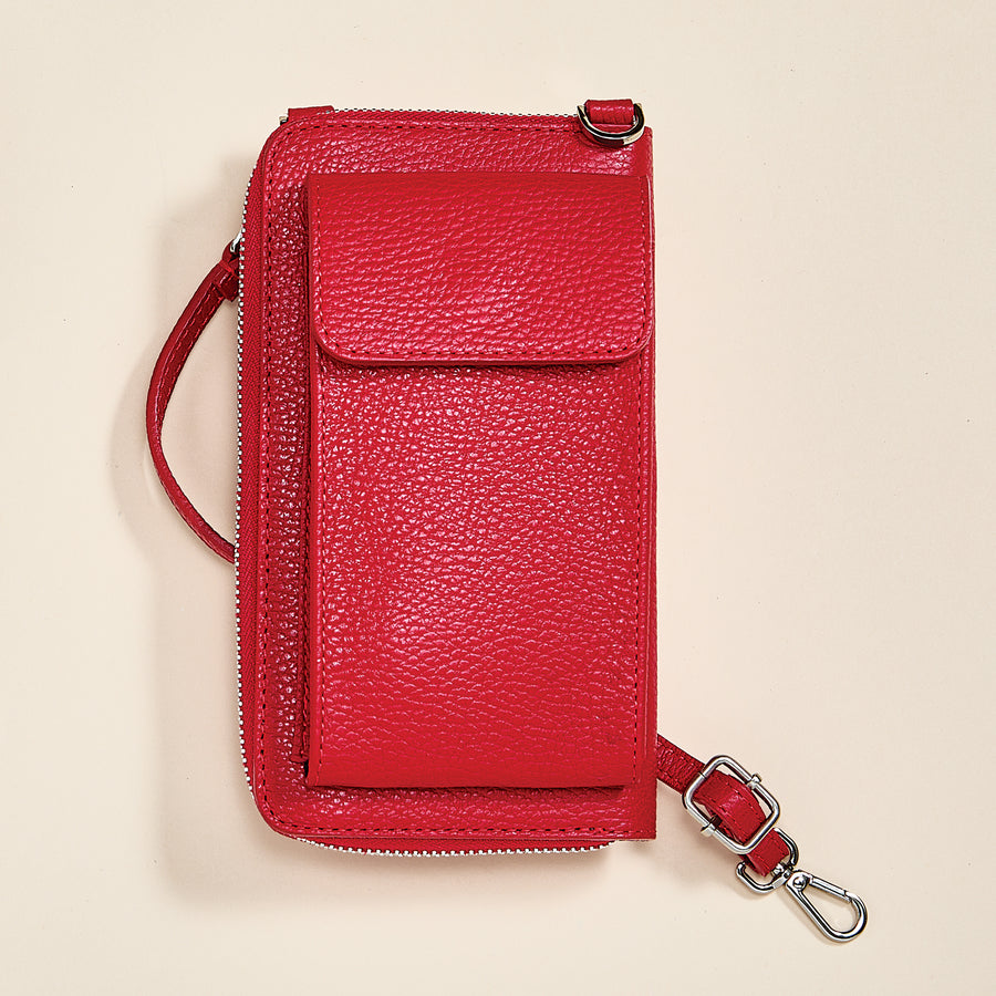 Palermo Cherry Italian Leather Cellphone Crossbody