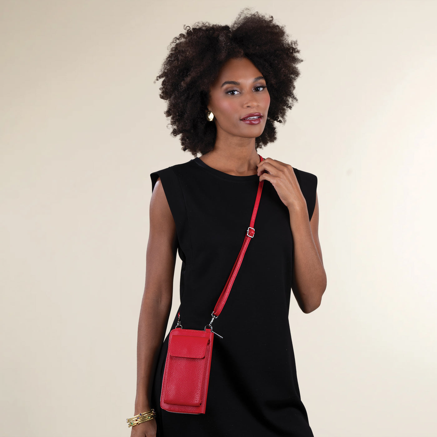 Palermo Cherry Italian Leather Cellphone Crossbody
