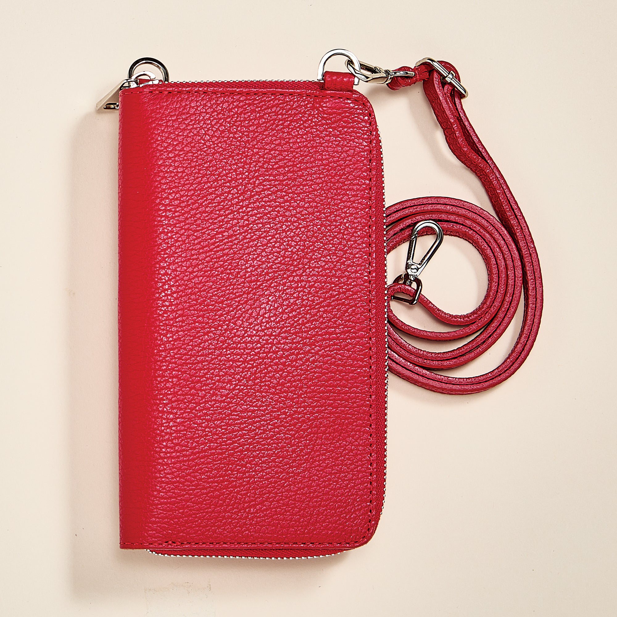 Palermo Cherry Italian Leather Cellphone Crossbody