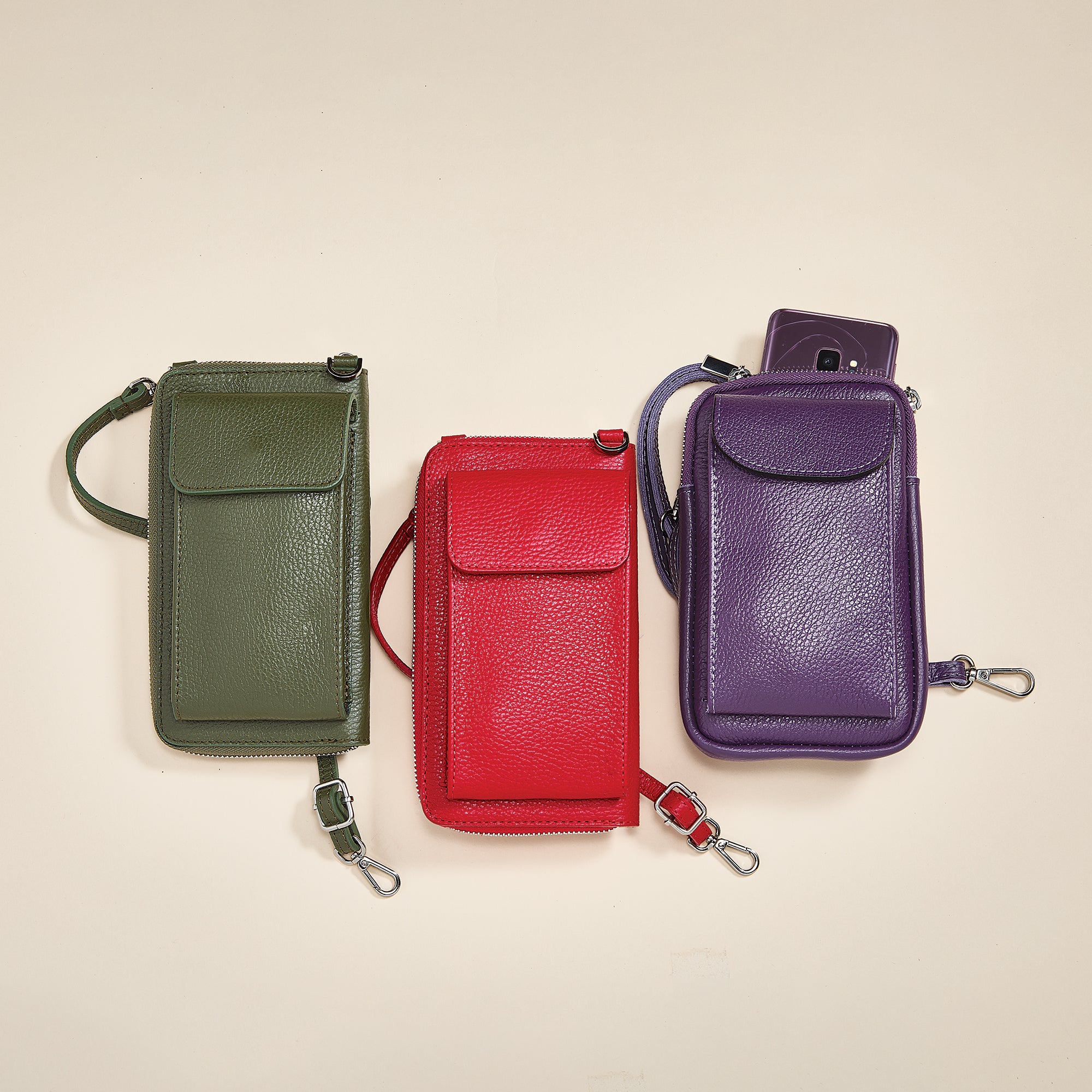 Evergreen Red Purple Palermo Cellphone Crossbody