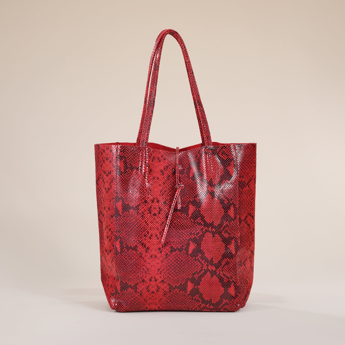 Francesca Red Snakeskin Italian Leather Tote