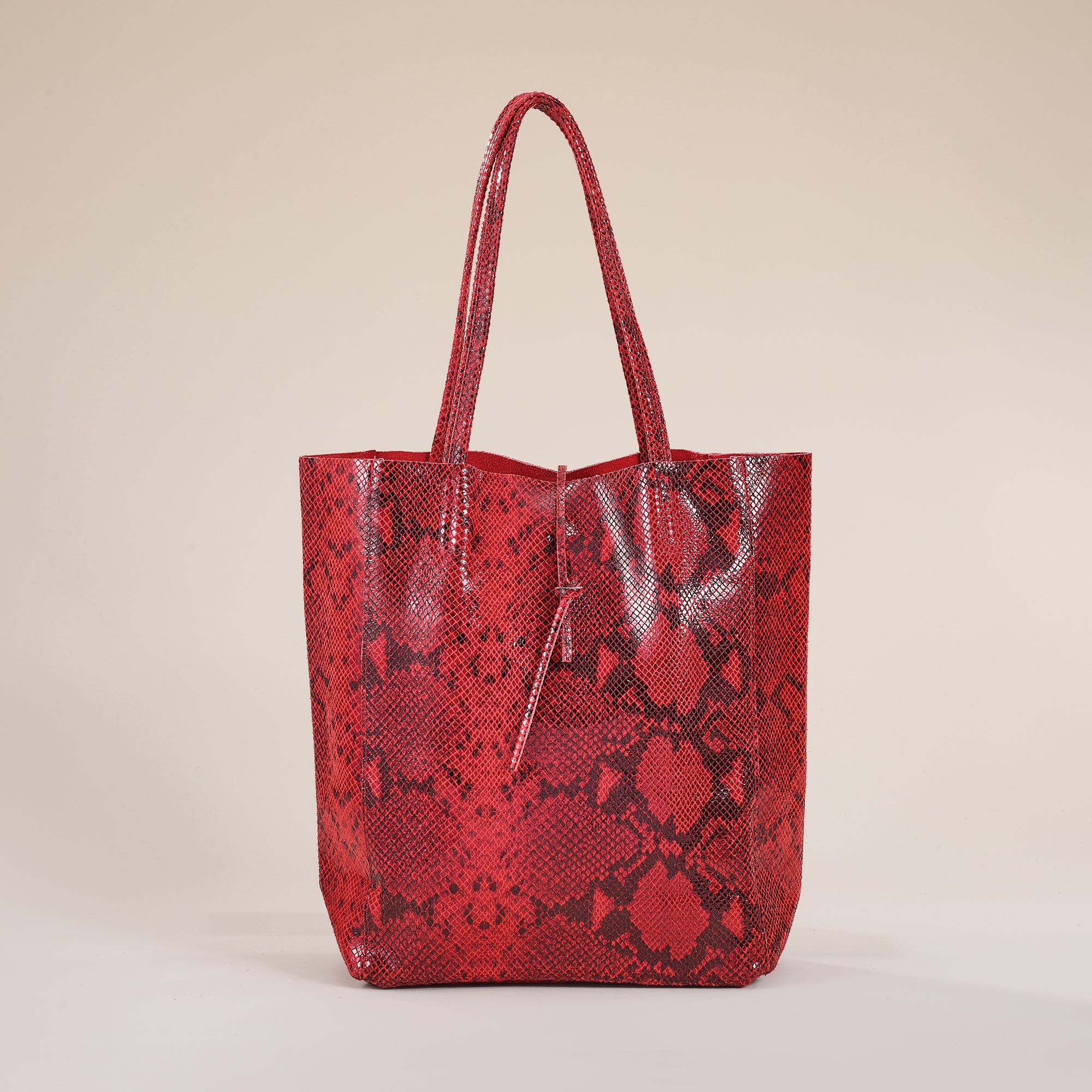 Francesca Red Snakeskin Italian Leather Tote