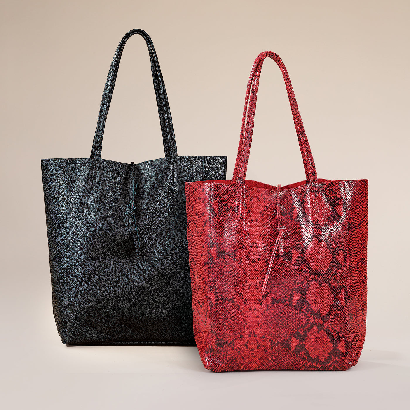 Francesca Red Snakeskin Italian Leather Tote