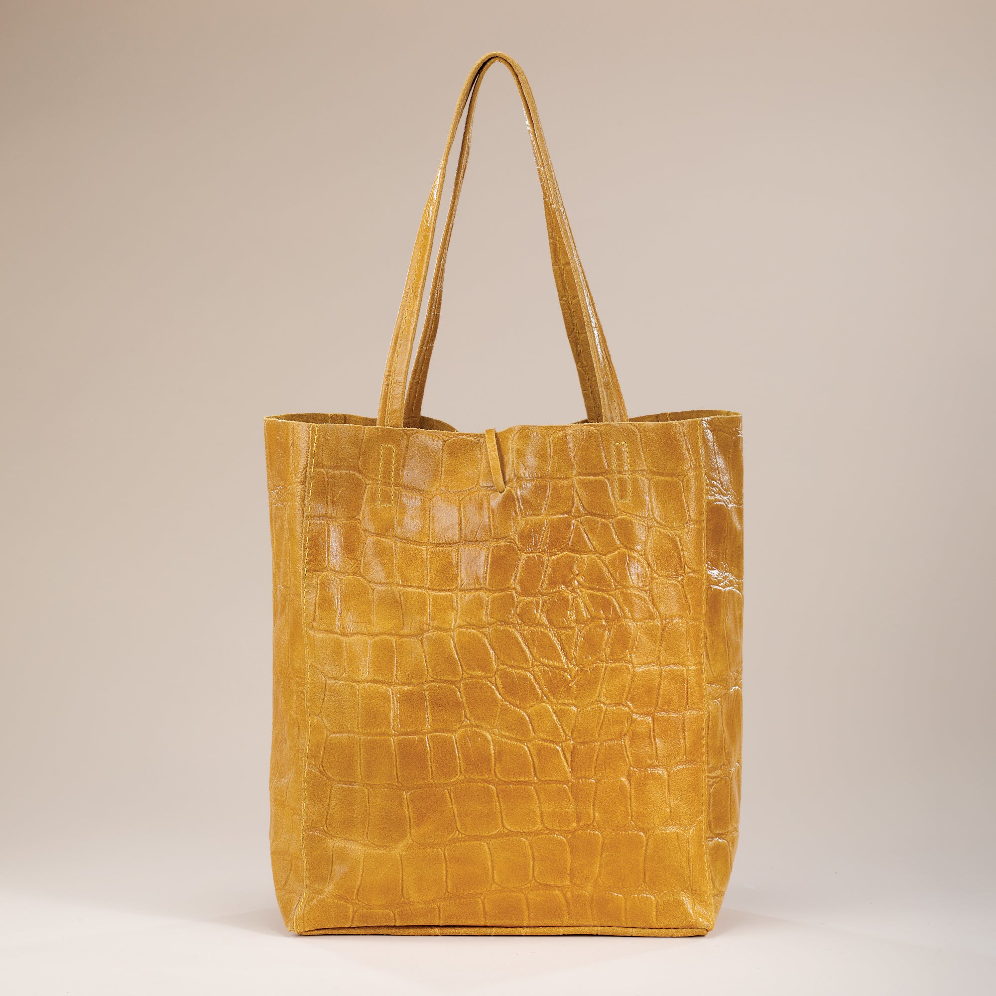 Francesca Amber Croco Italian Leather Tote