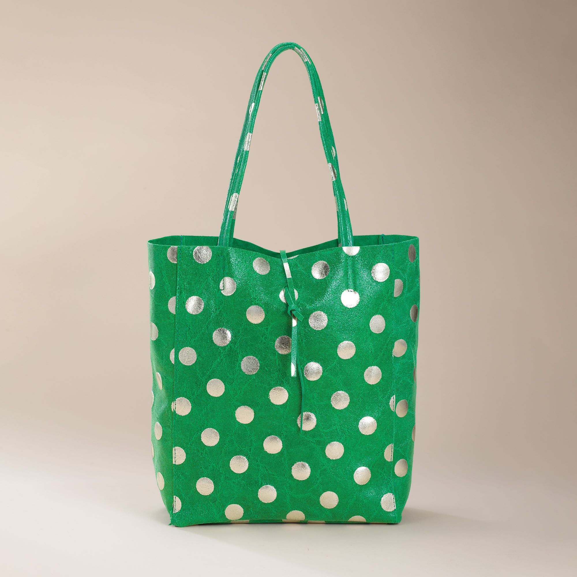 Francesca Green Dotted Italian Leather Tote