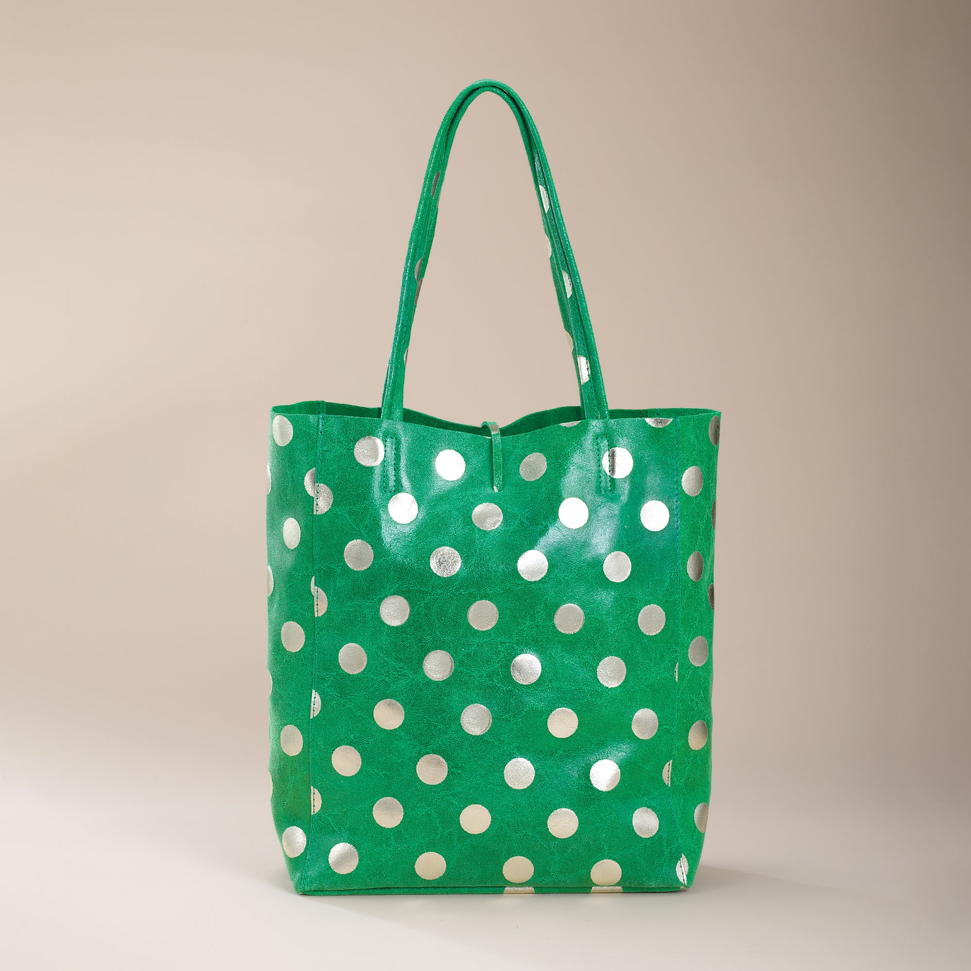 Francesca Green Dotted Italian Leather Tote