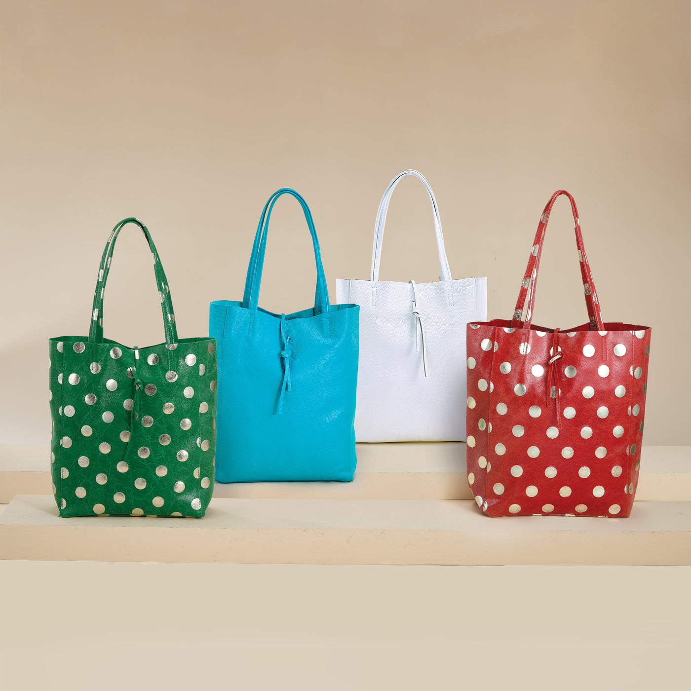 Francesca Orange Dotted Italian Leather Tote