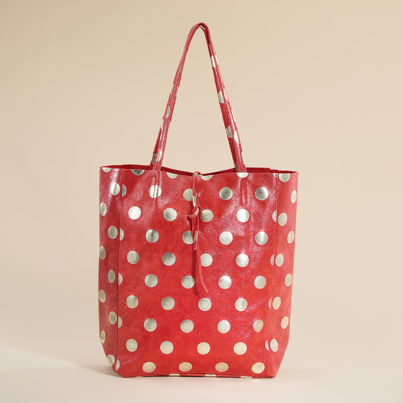 Francesca Orange Dotted Italian Leather Tote