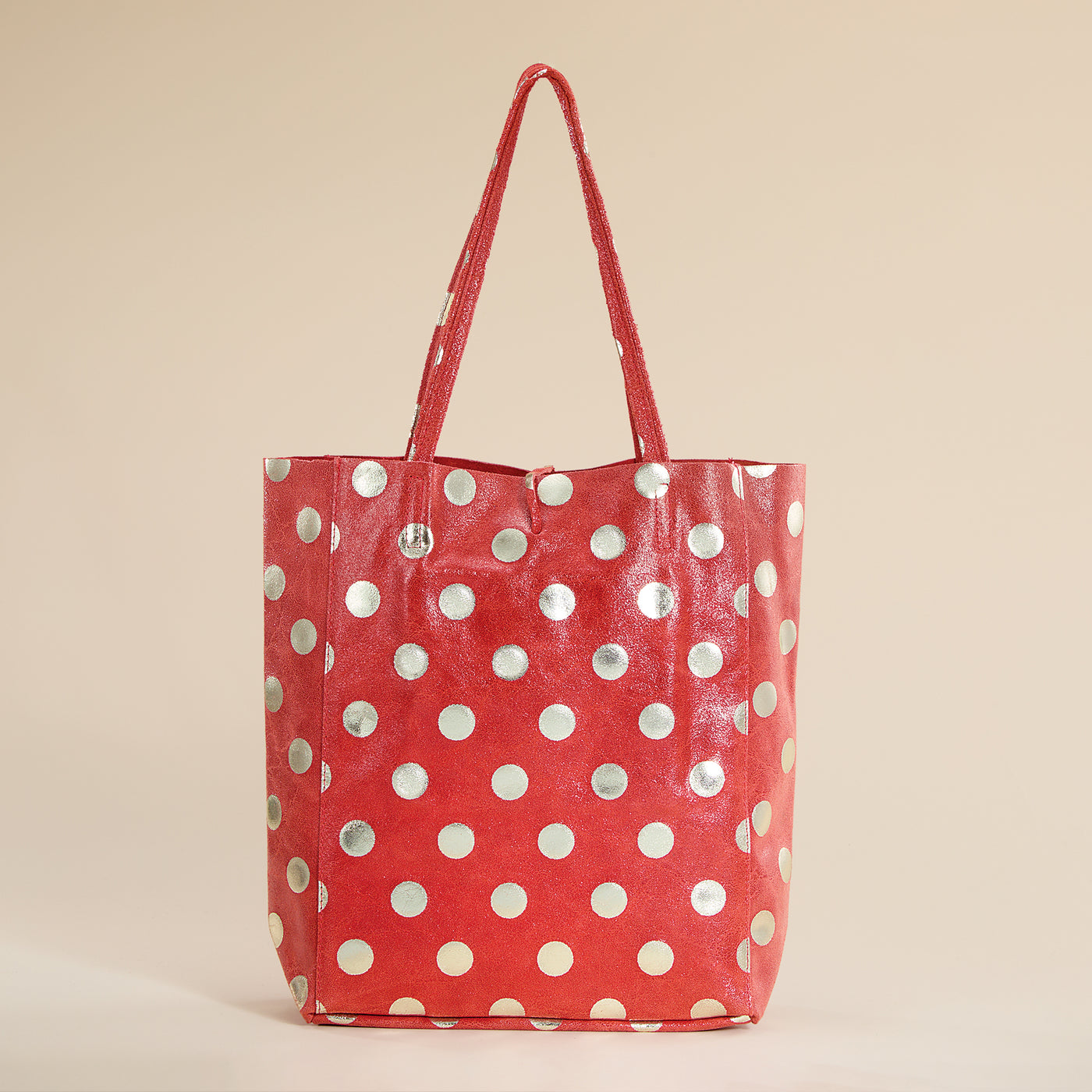 Francesca Orange Dotted Italian Leather Tote