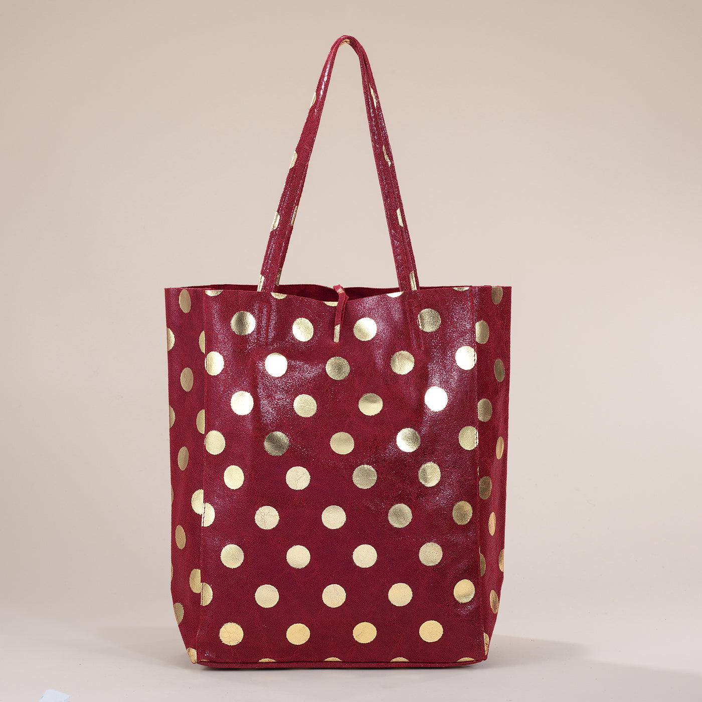 Francesca Dotted Burgundy Italian Leather Tote