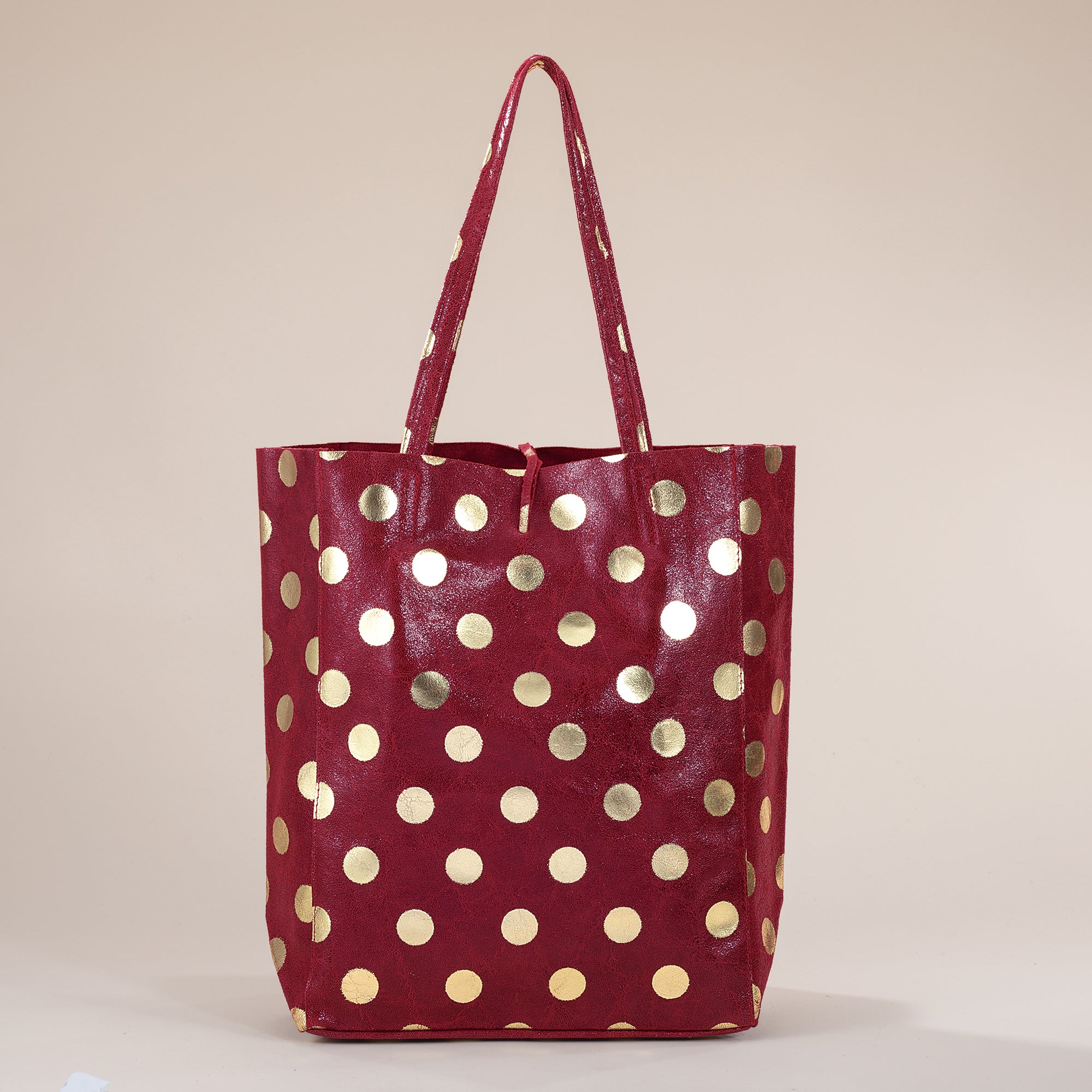Francesca Dotted Burgundy Italian Leather Tote