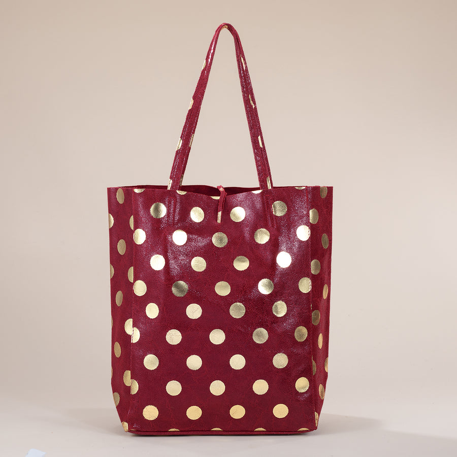 Francesca Dotted Burgundy Italian Leather Tote