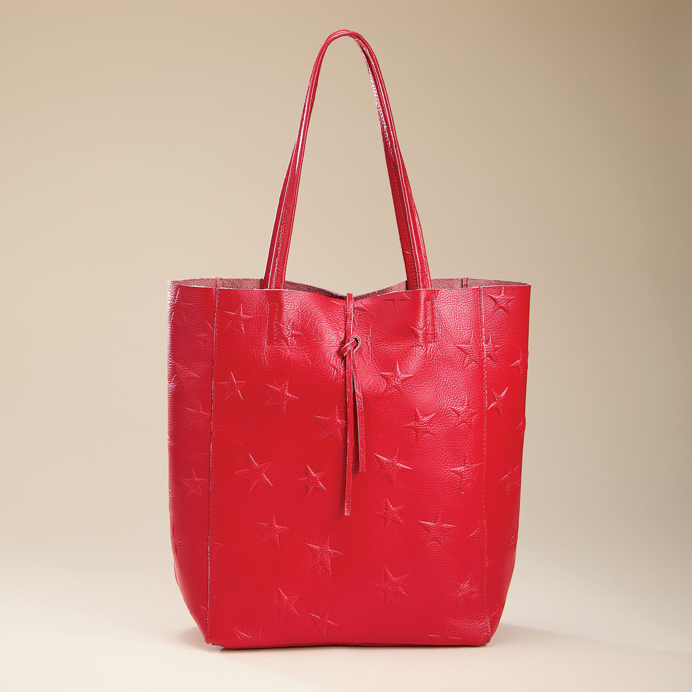 Francesca Red Stars Italian Leather Tote