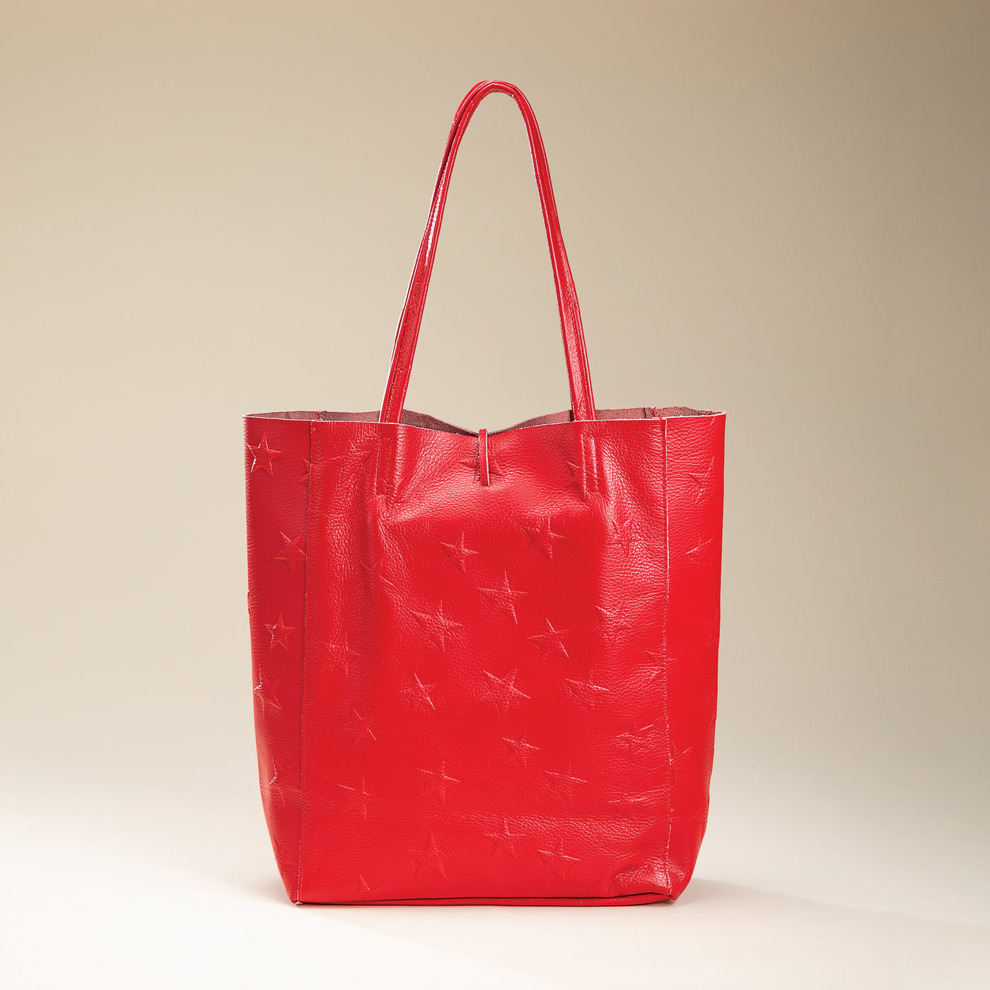 Francesca Red Stars Italian Leather Tote