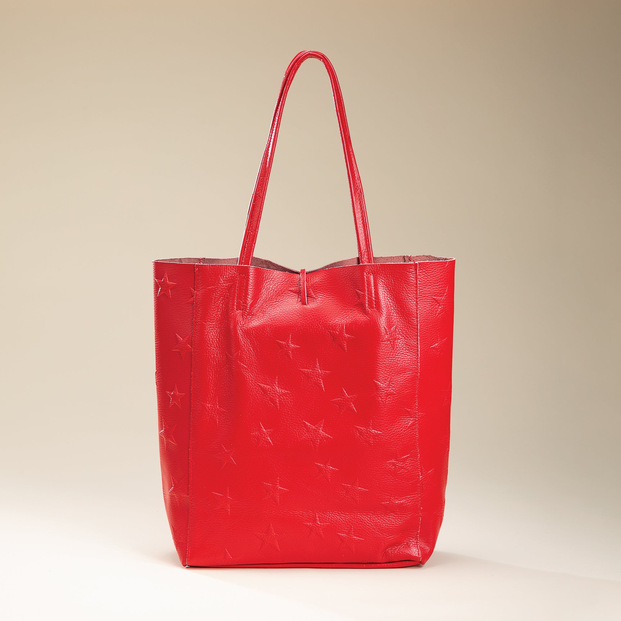 Francesca Red Stars Italian Leather Tote