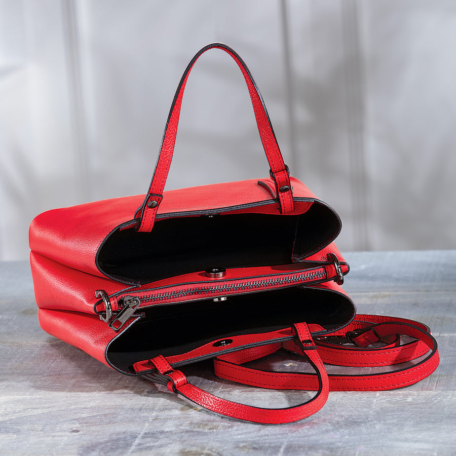 Italian Leather Medici Red Handbag