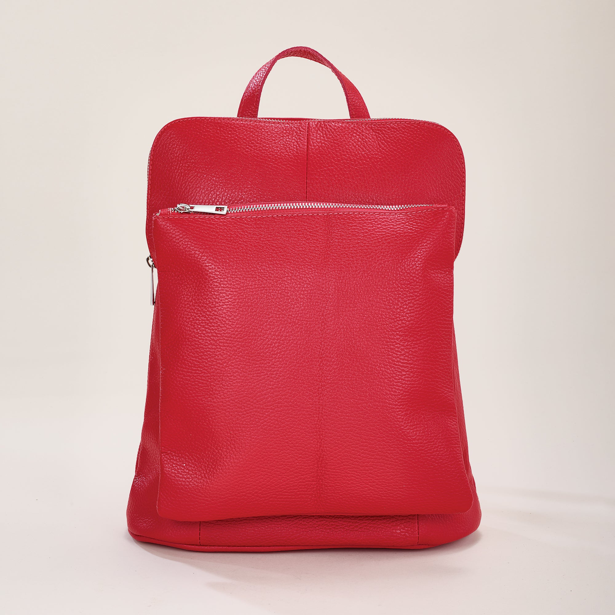Lazio Red Italian Leather Backpack | Uno Alla Volta