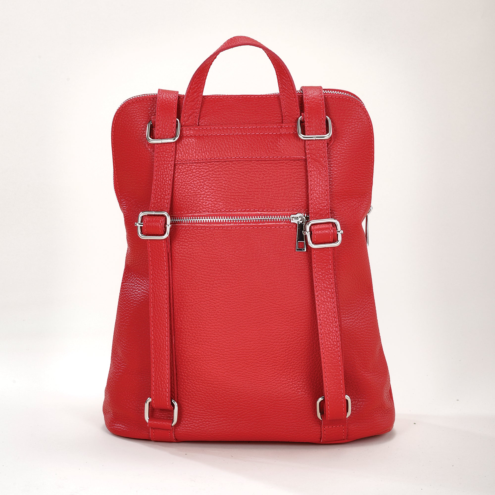 Lazio Red Italian Leather Backpack | Uno Alla Volta