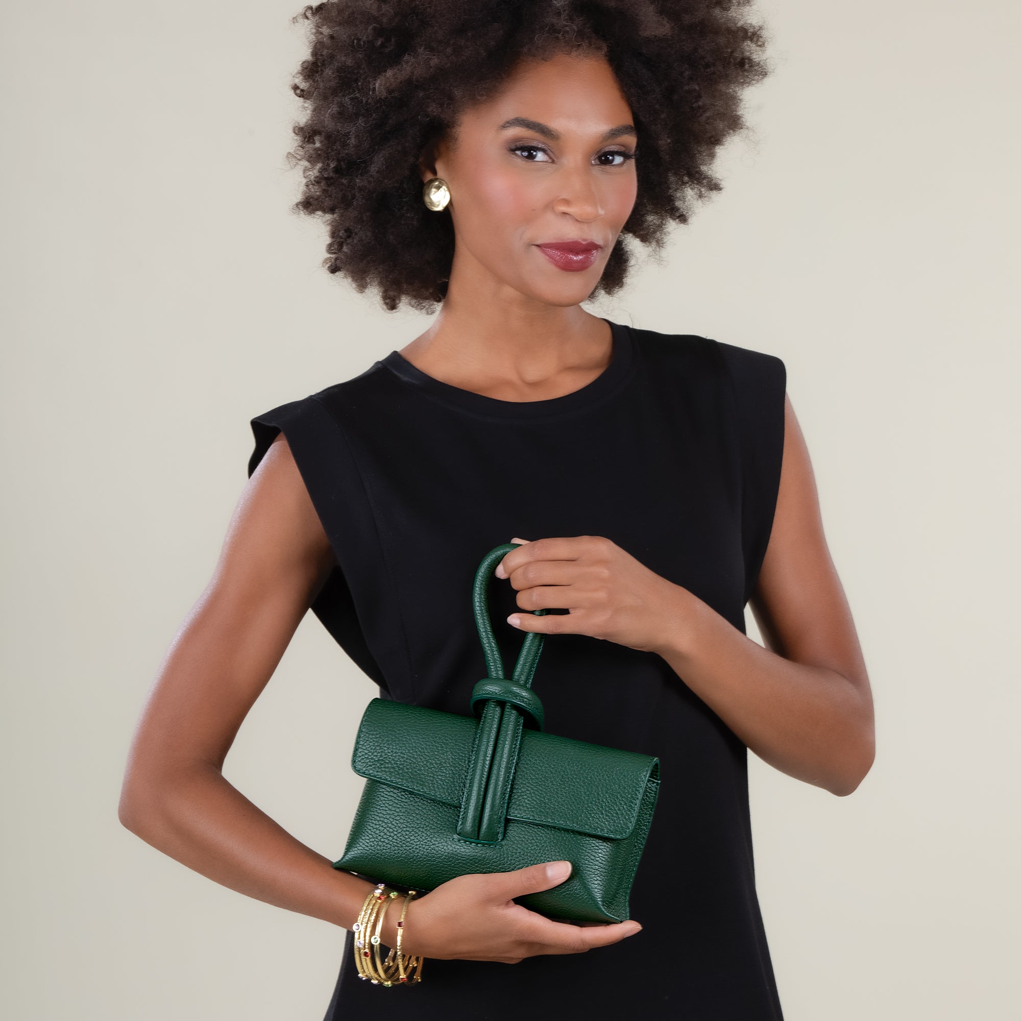 Puglia Dark Green Italian Leather Clutch