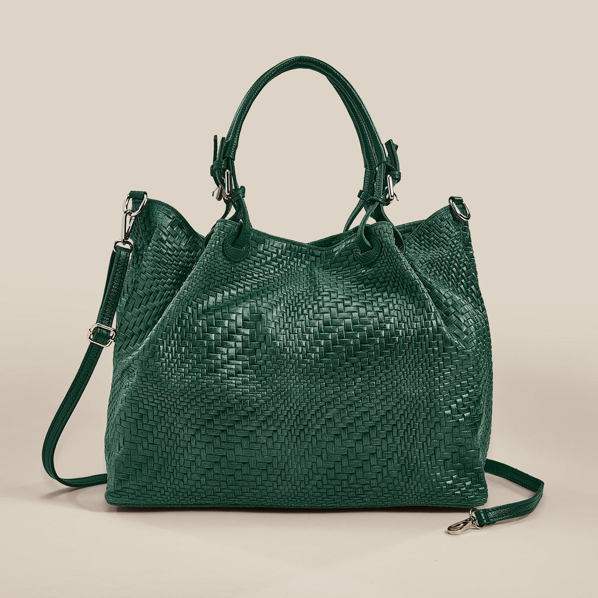 Bardini Deep Green Italian Leather Handbag (Preorder)