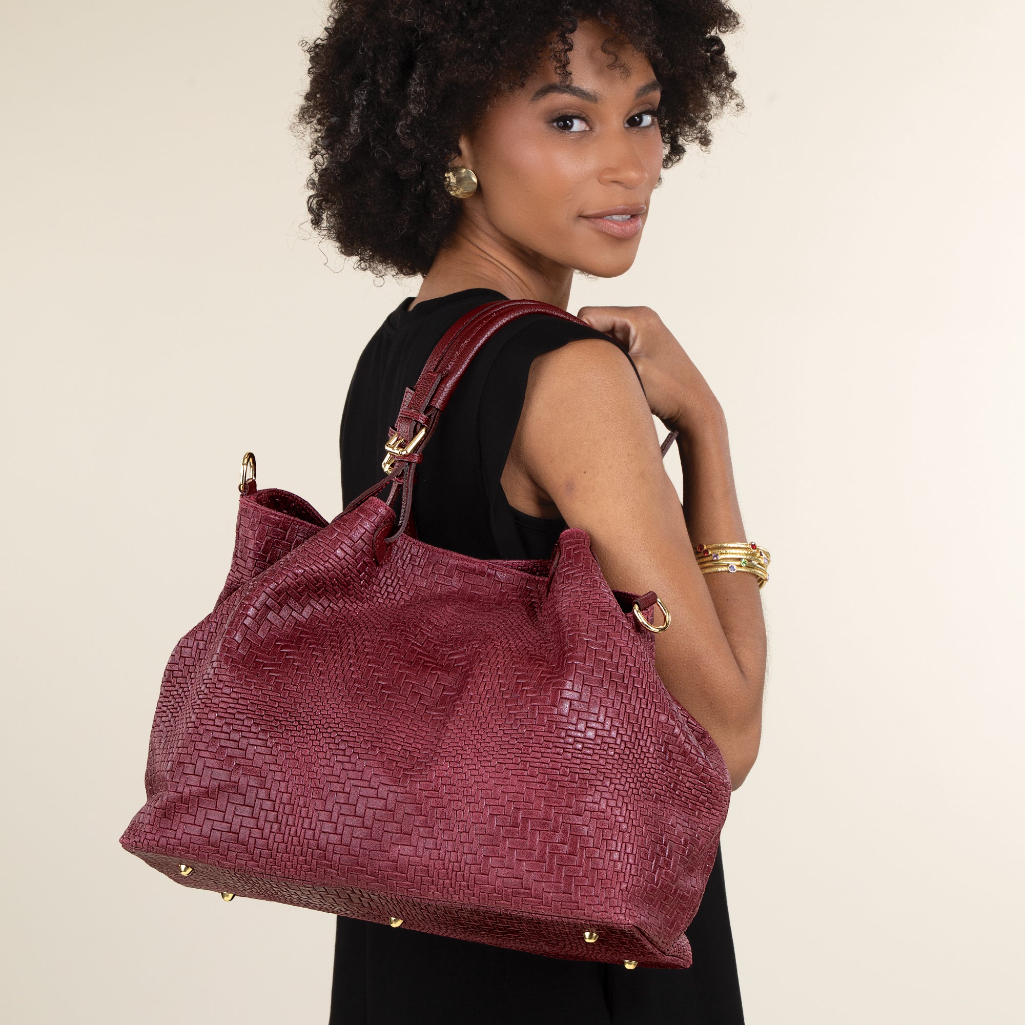 Bardini Burgundy Italian Leather Handbag