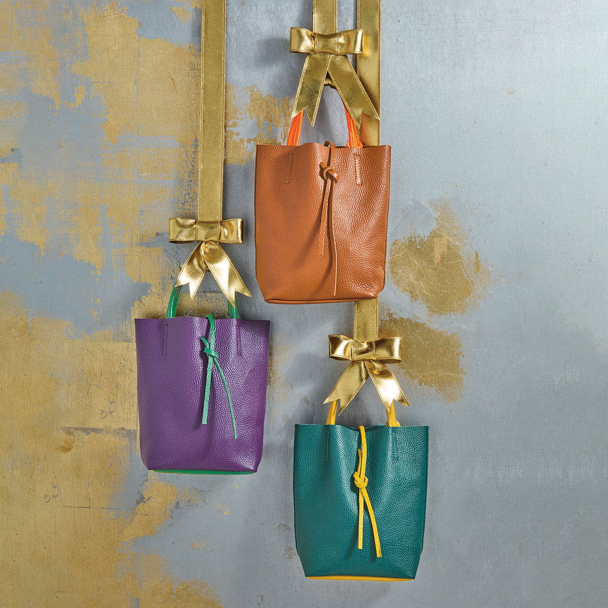 Francesca Cognac & Orange Italian Leather Mini Tote (Preorder)