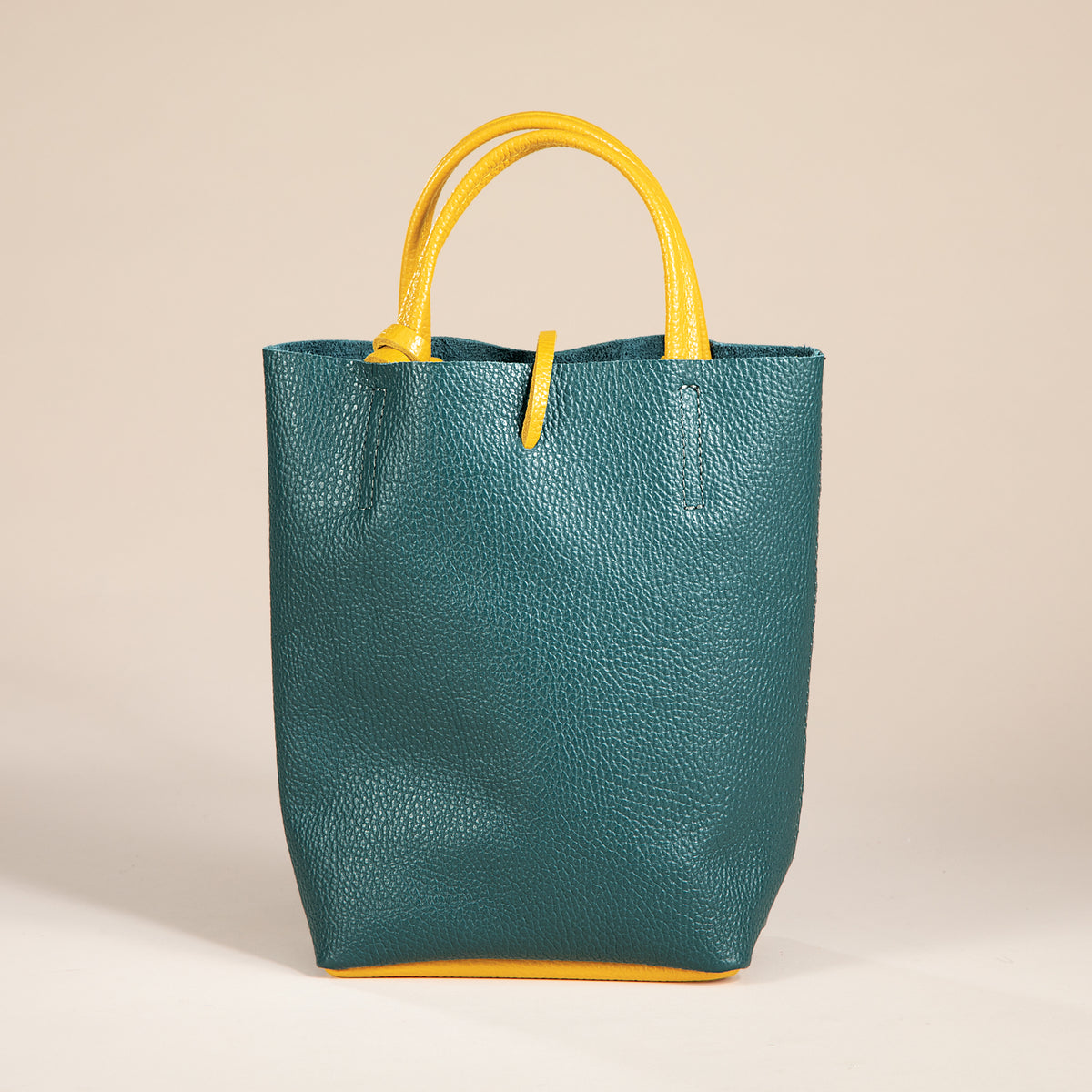 Francesca Teal & Yellow Italian Leather Mini Tote (Preorder)