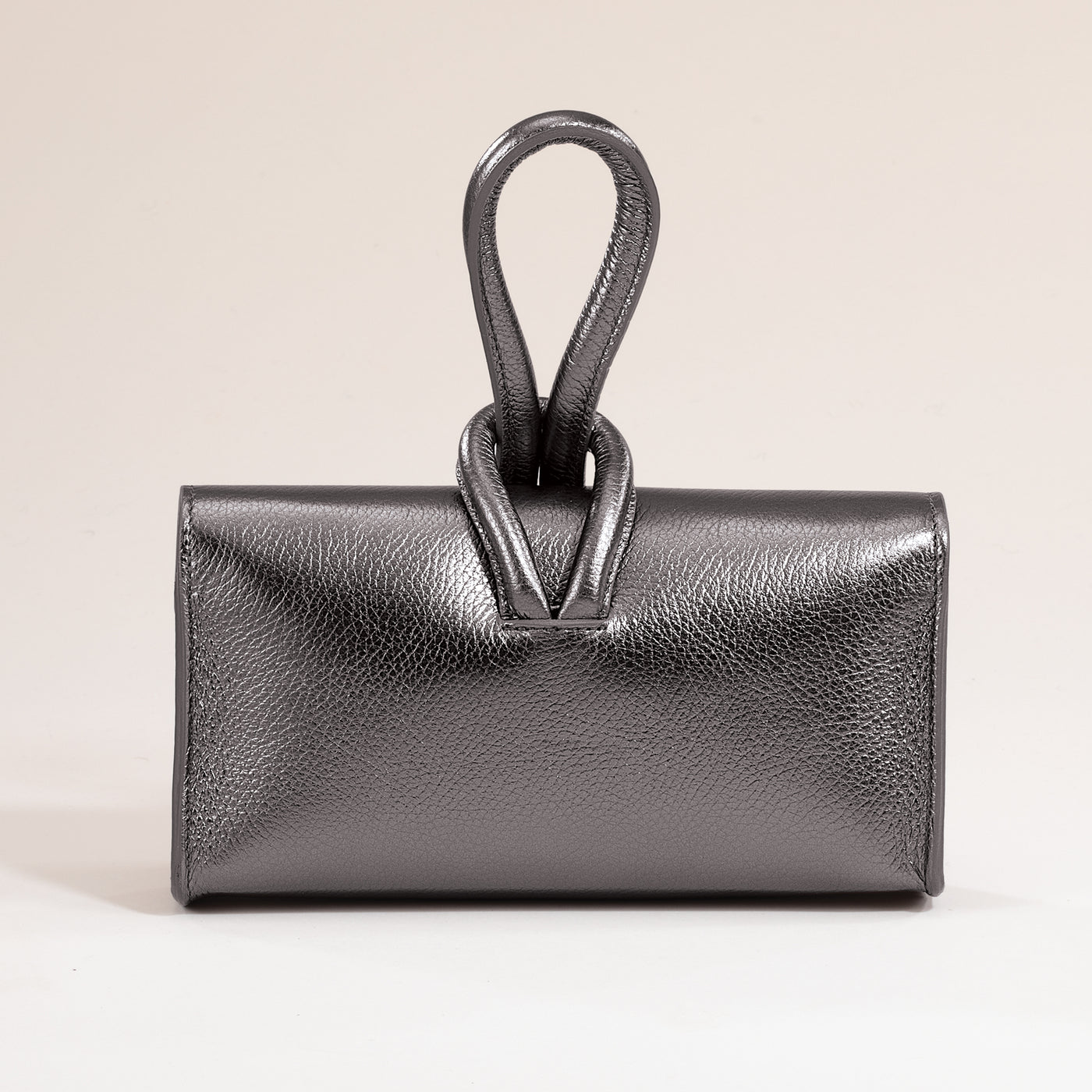 Puglia Dark Gray Metallic Italian Leather Clutch