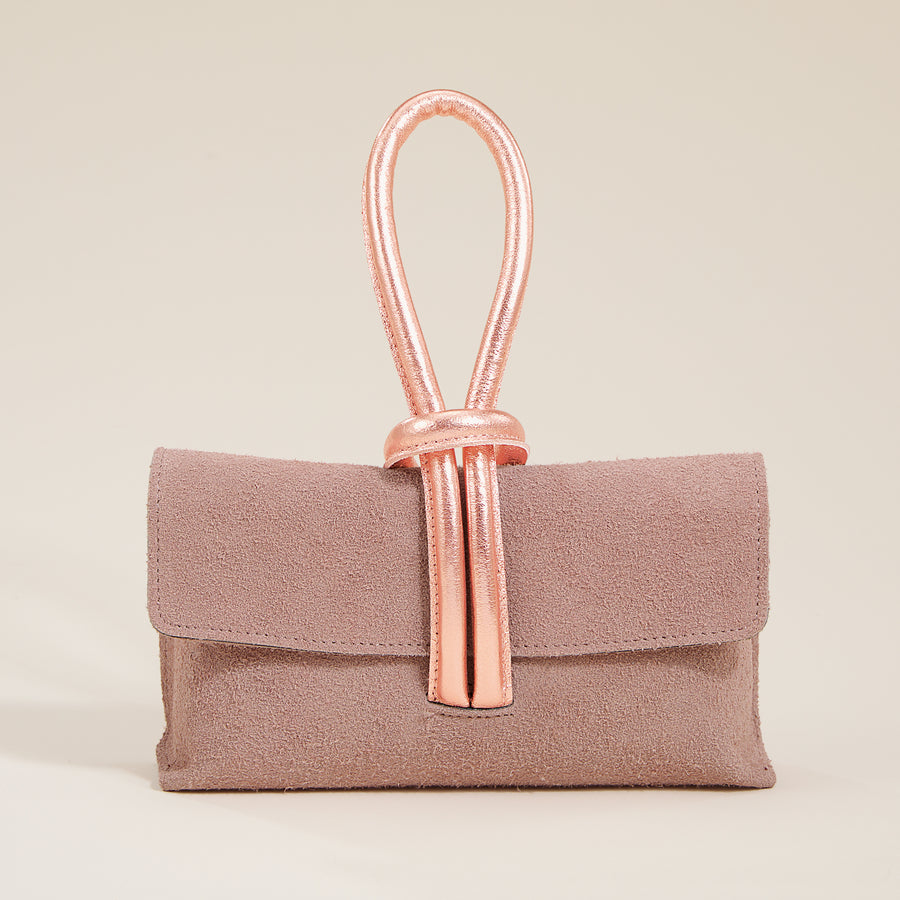 Puglia Antique Rose Italian Leather & Suede Clutch
