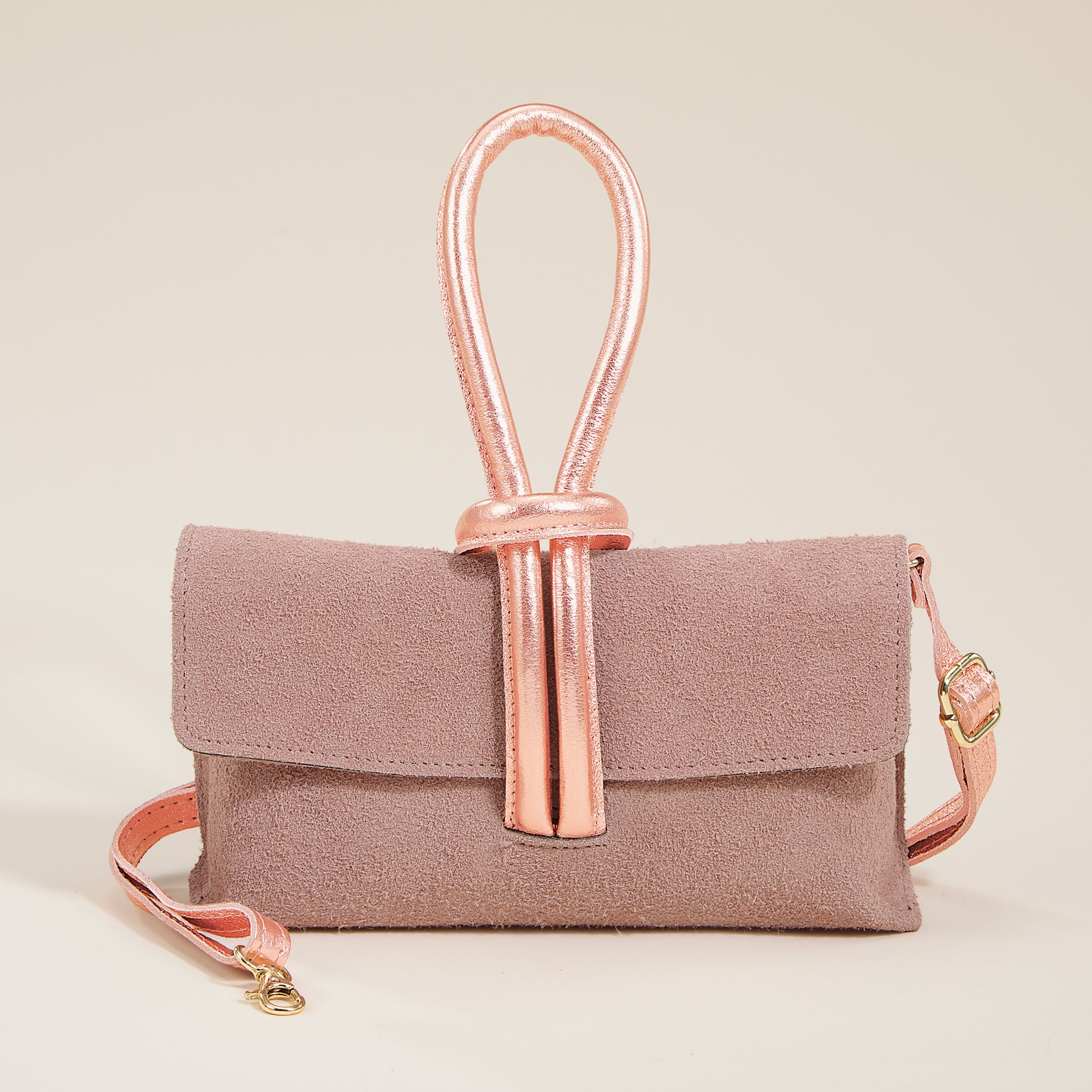 Puglia Antique Rose Italian Leather & Suede Clutch