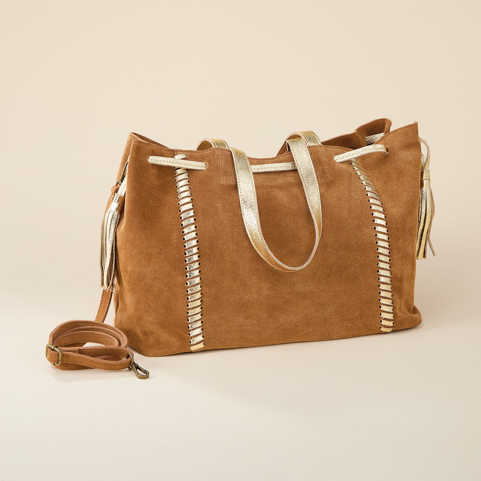 Borghetto Italian Leather & Suede Tote | Uno Alla Volta