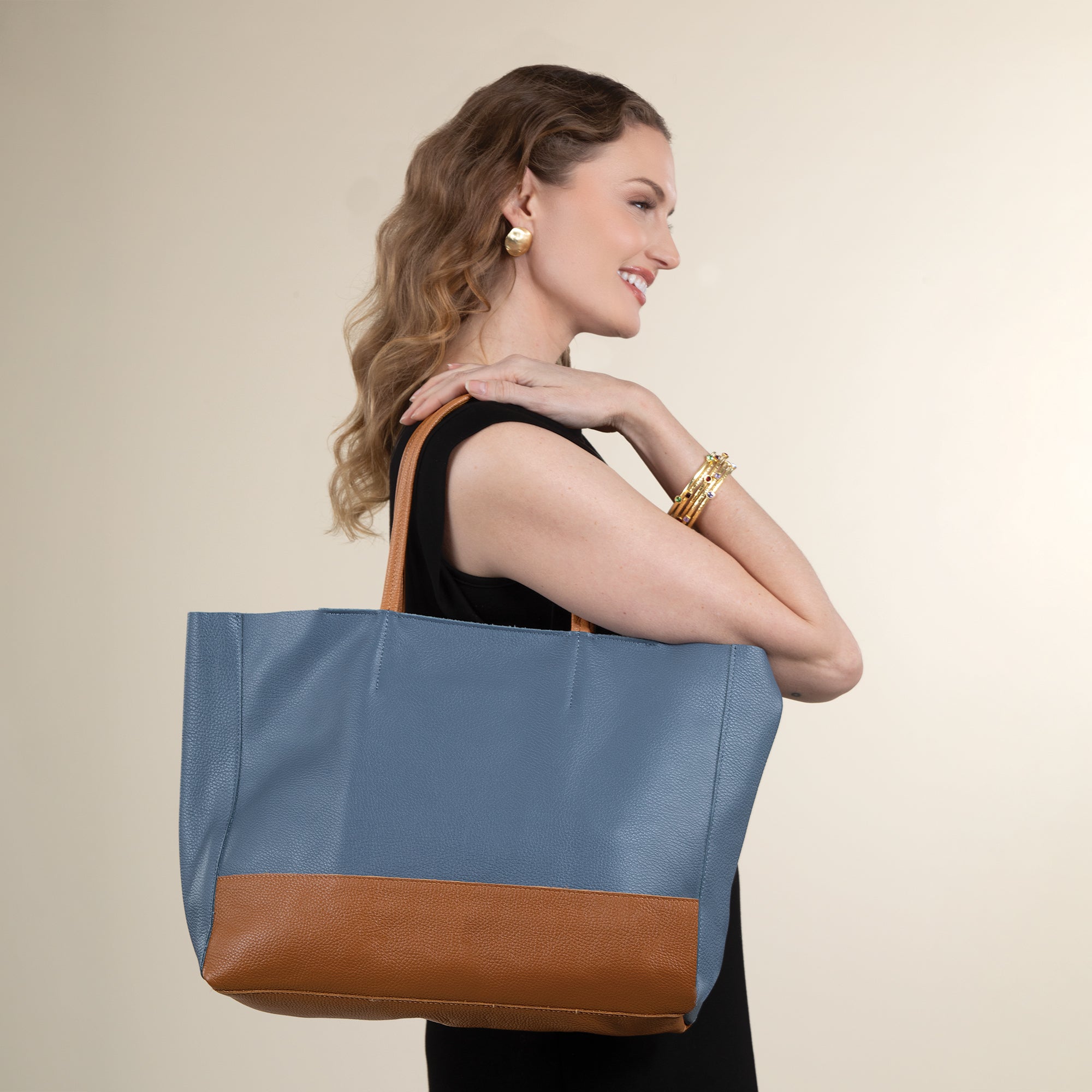 Favignana Two-Toned Italian Leather Tote