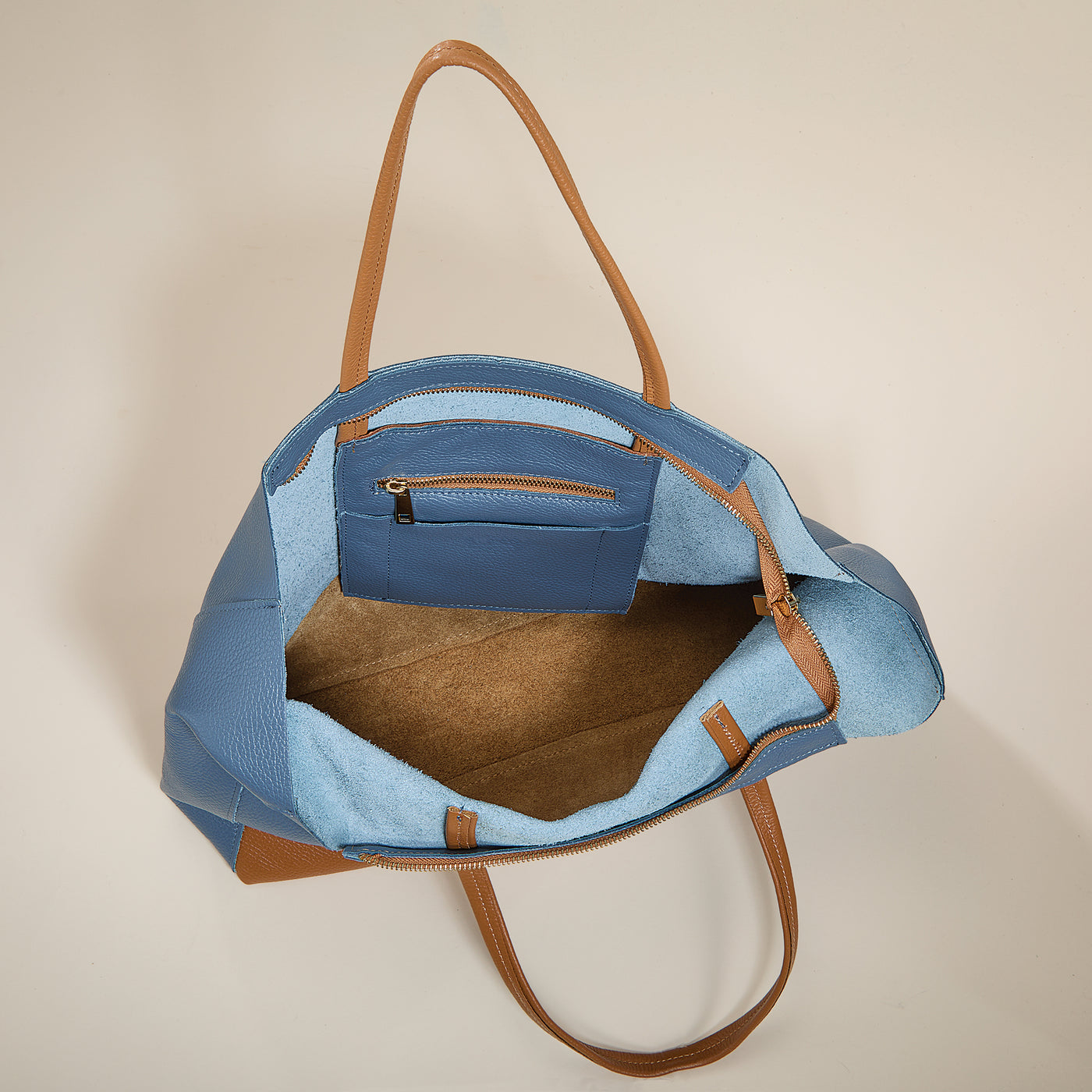 Favignana Two-Toned Italian Leather Tote