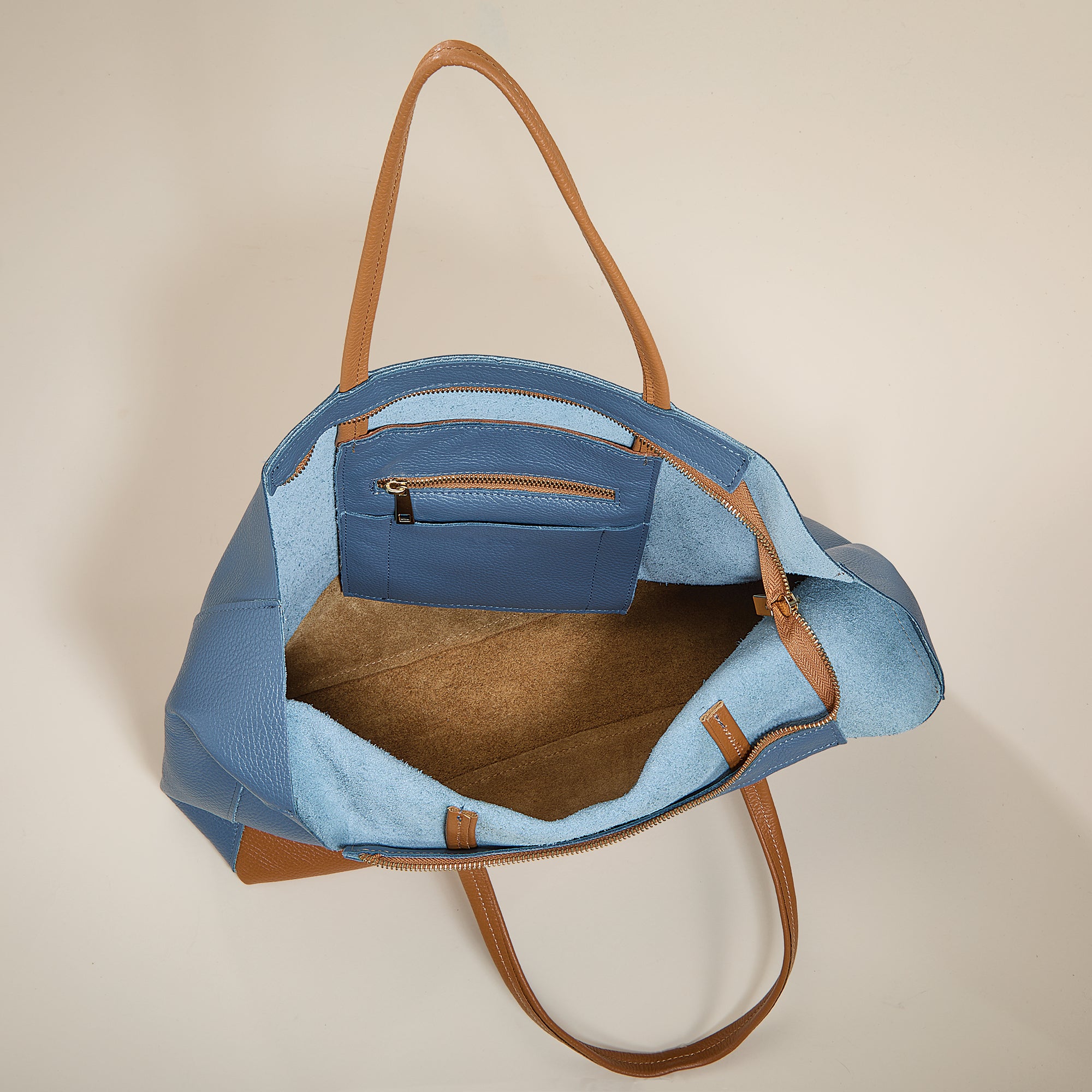 Favignana Two-Toned Italian Leather Tote