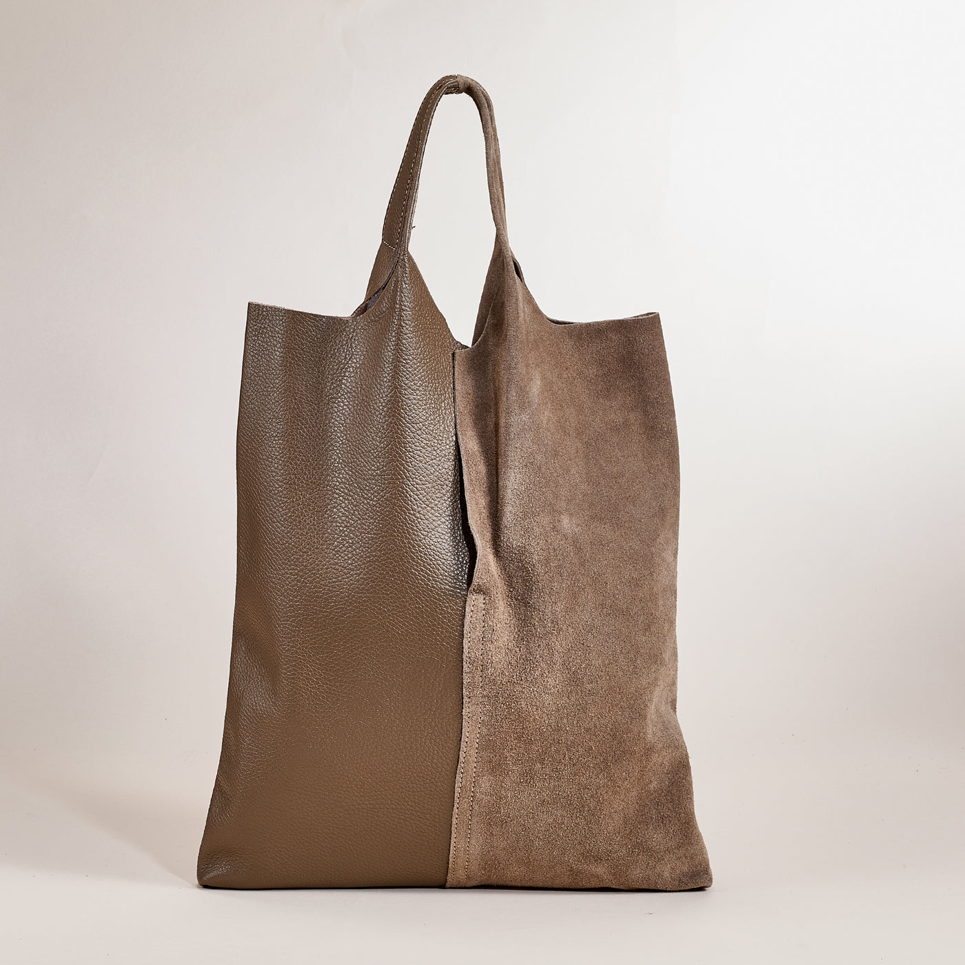 Faenza Latte Italian Leather & Suede Tote