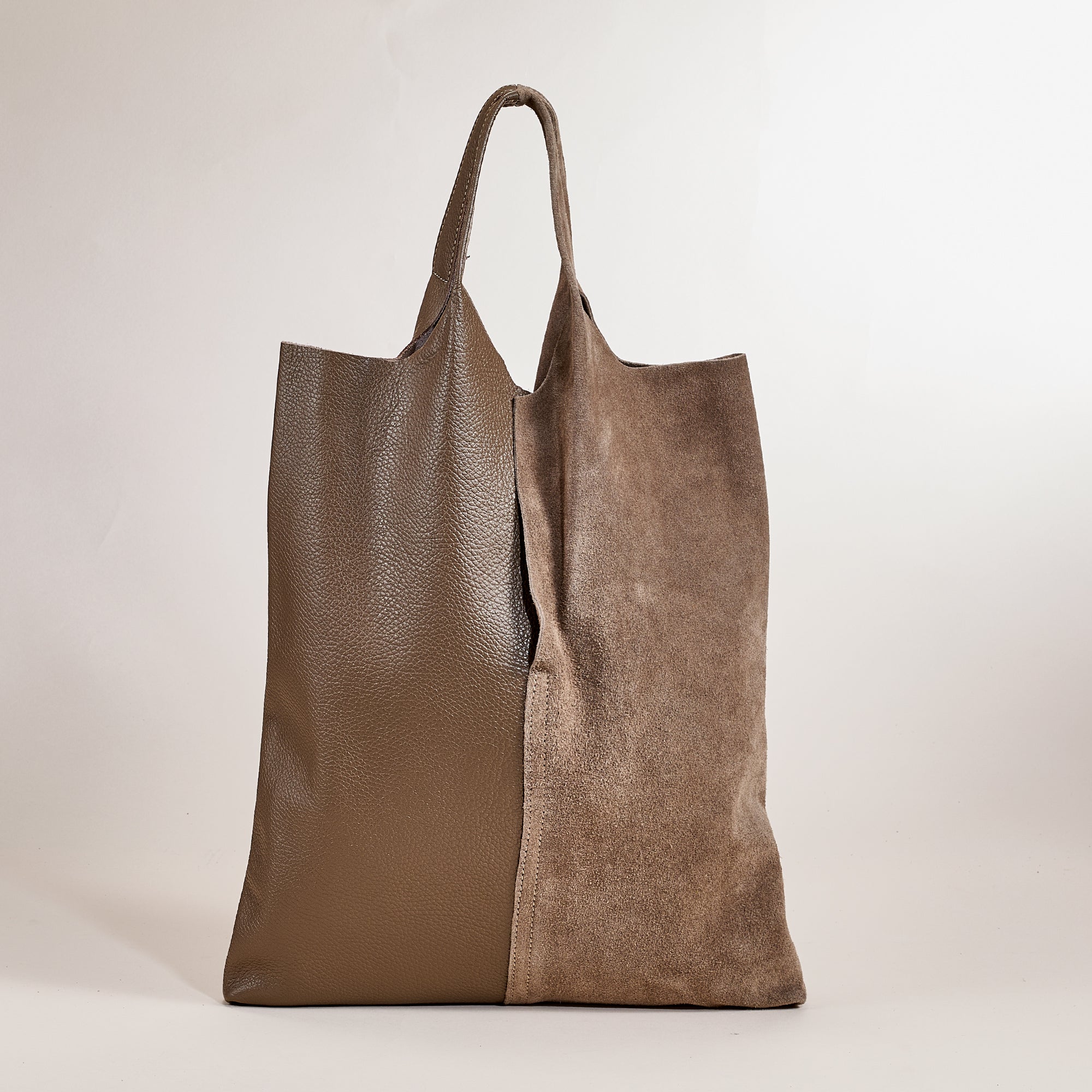 Faenza Latte Italian Leather & Suede Tote