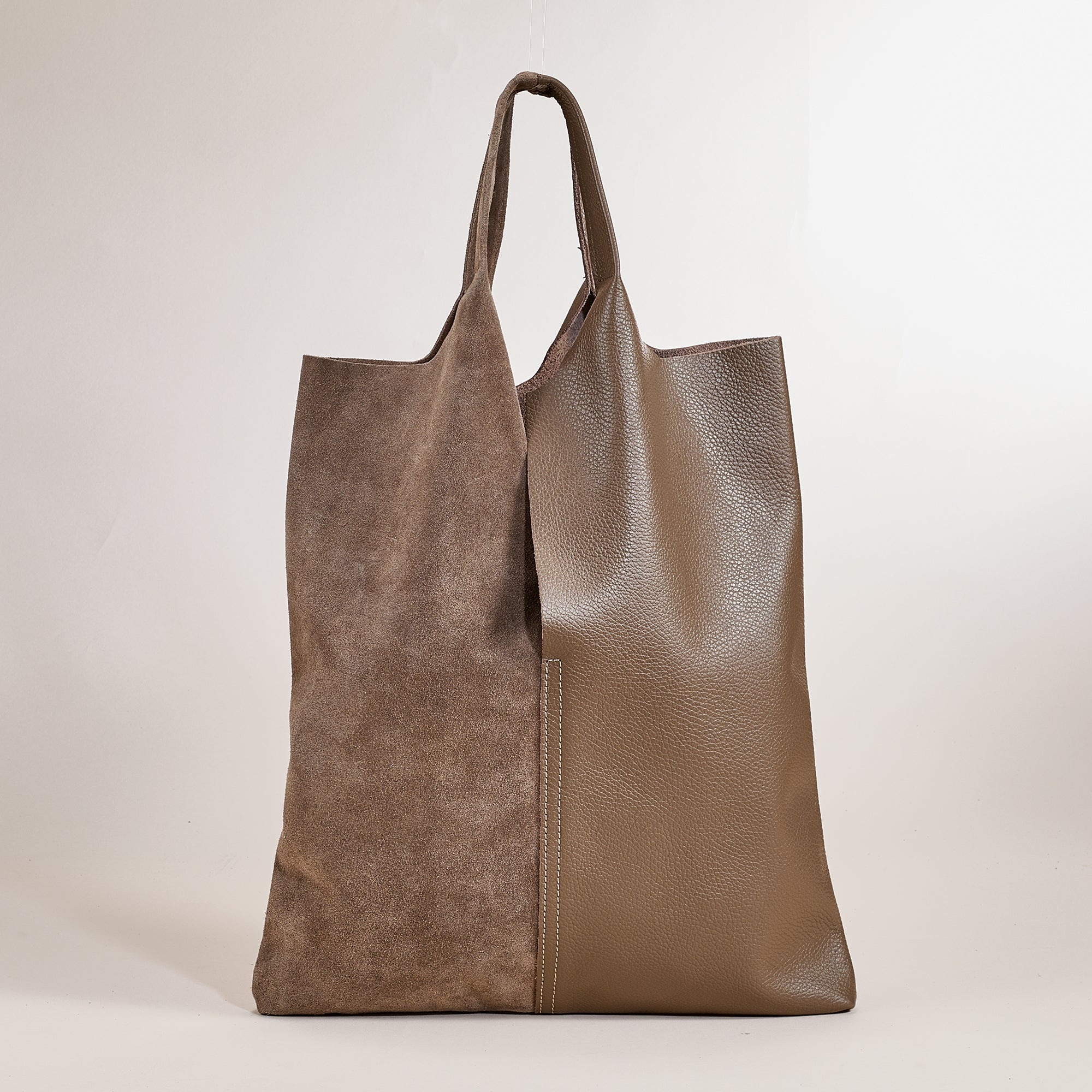 Faenza Latte Italian Leather & Suede Tote