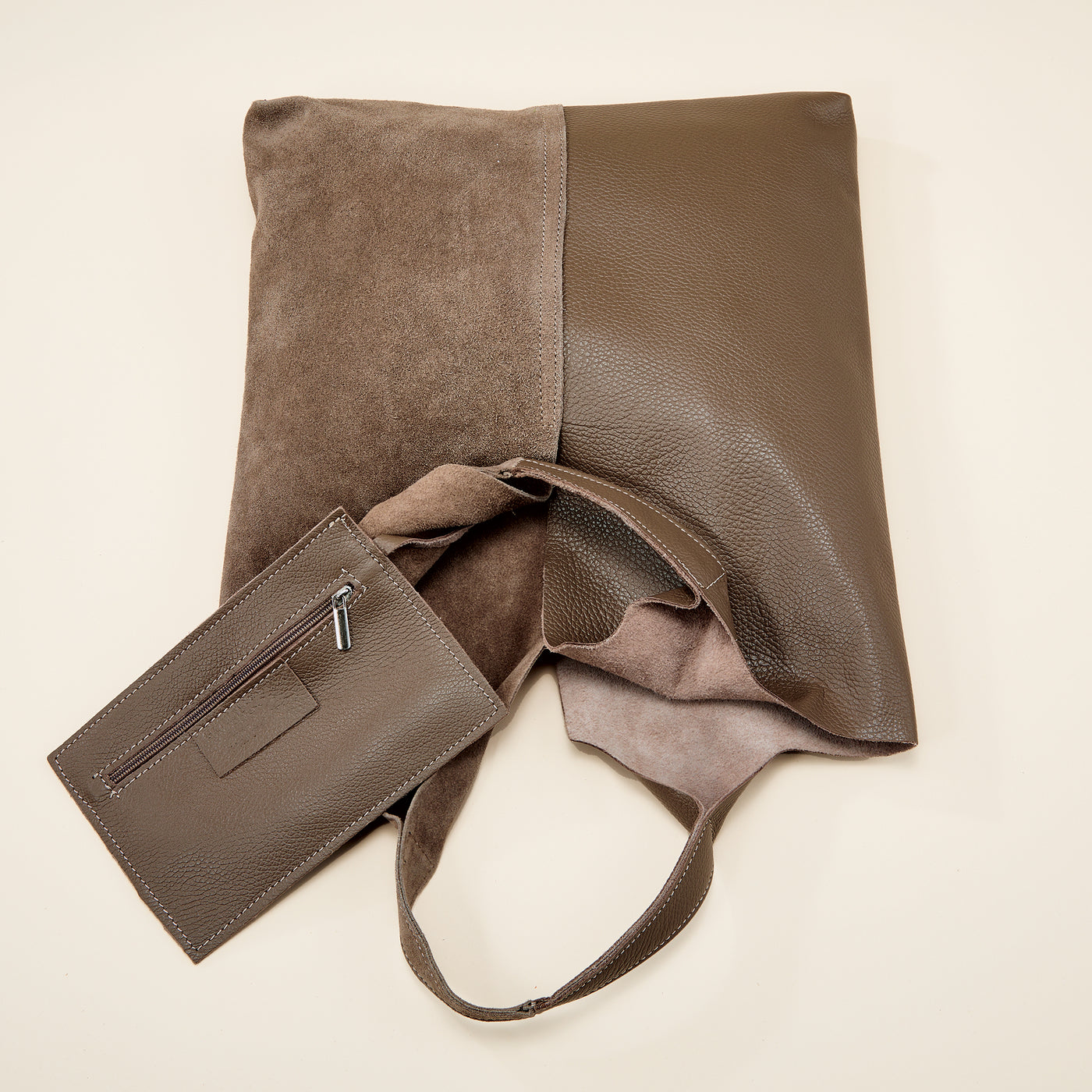 Faenza Latte Italian Leather & Suede Tote