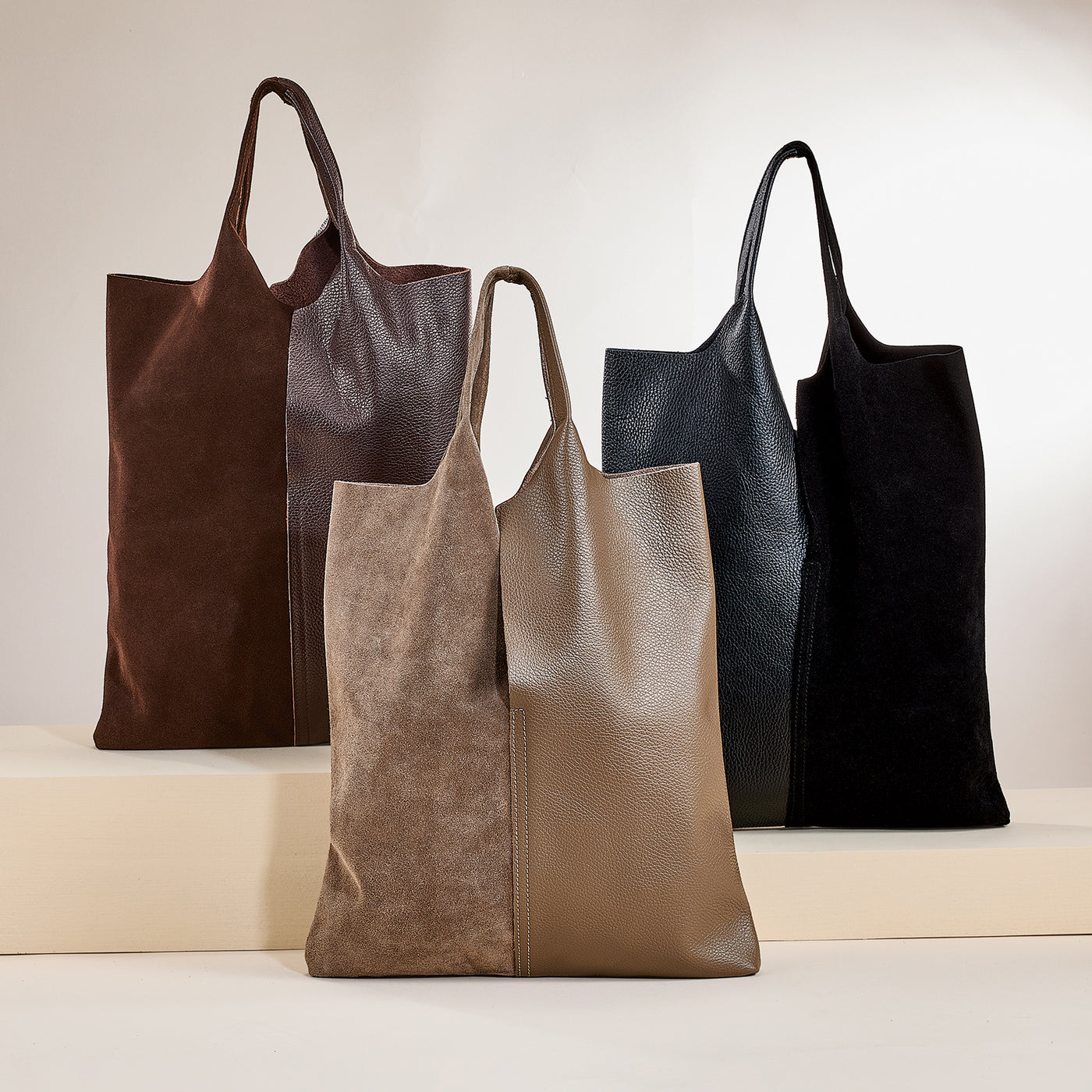 Faenza Latte Italian Leather & Suede Tote