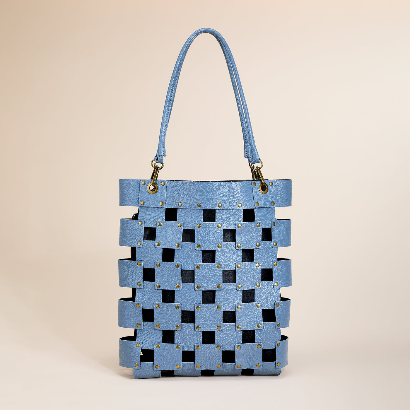 Bevagna Blue Cut Out Italian Leather Tote